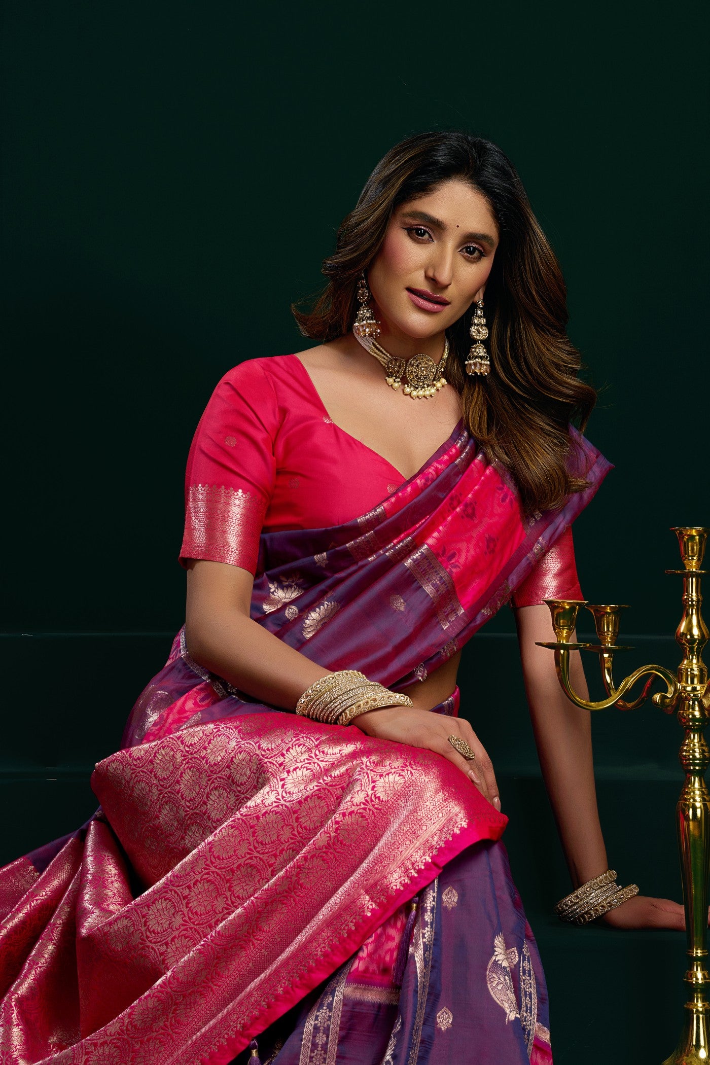 Buy MySilkLove Cobalt Purple Banarasi Handloom Soft Silk Saree Online