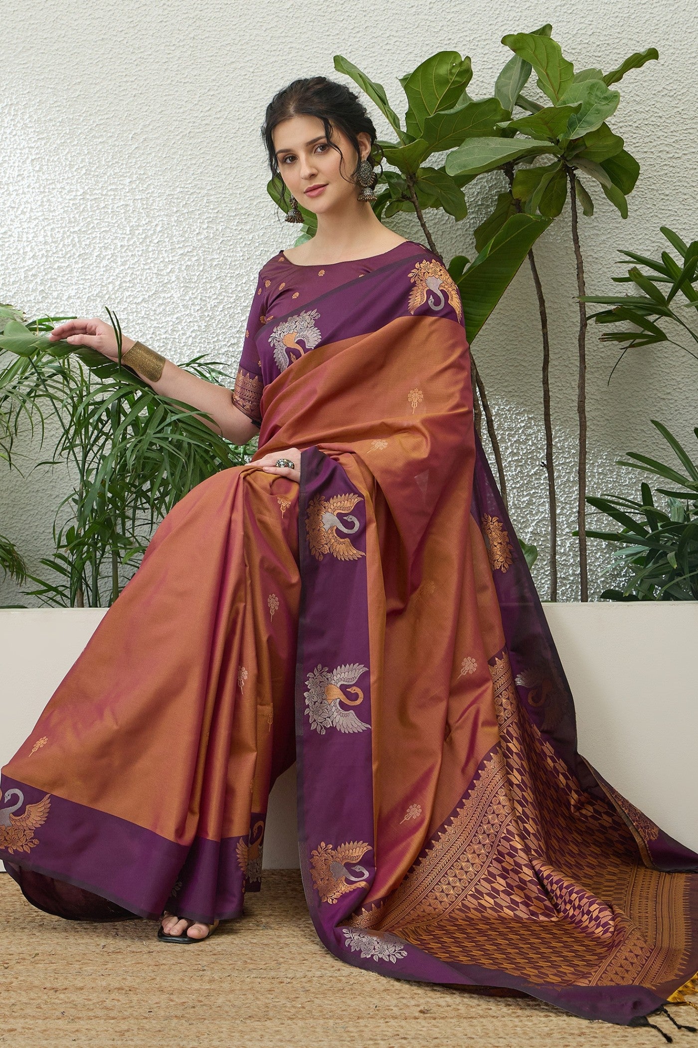Buy MySilkLove Peanut Brown Banarasi Handloom Soft Silk Saree Online