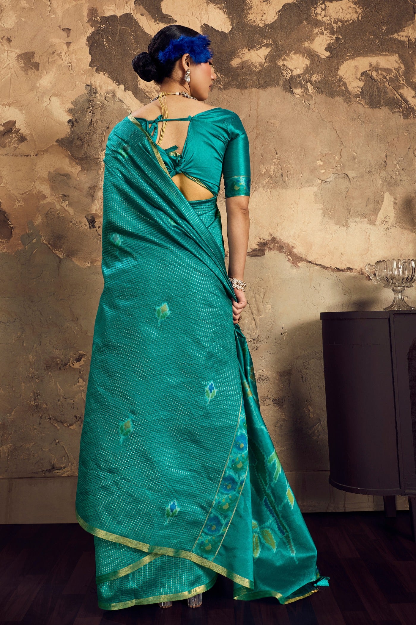 Buy MySilkLove Lawn Green Tussar Paithani Fusion Handloom Saree Online