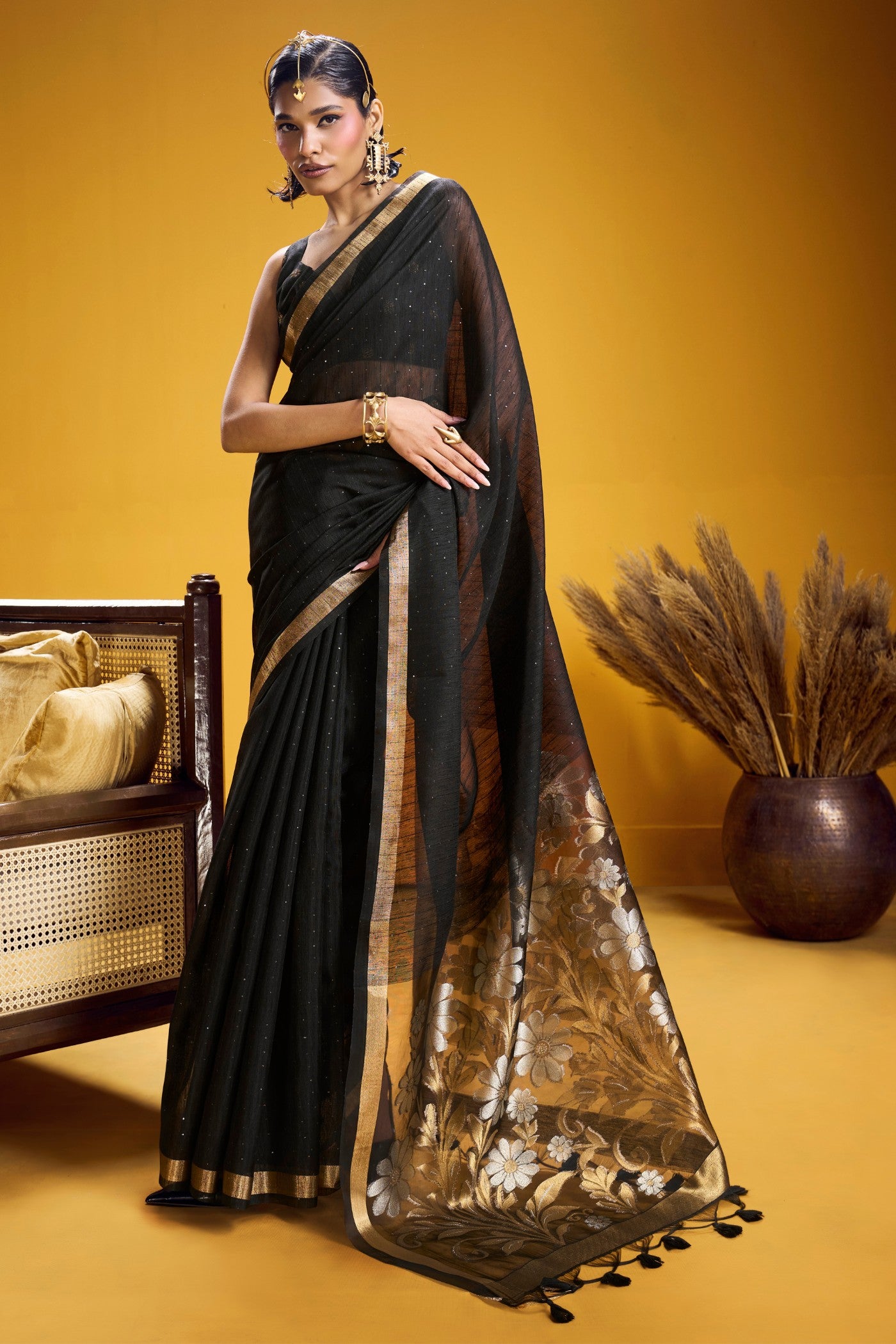 Buy MySilkLove Blackberry Munga Handloom Cotton Saree Online