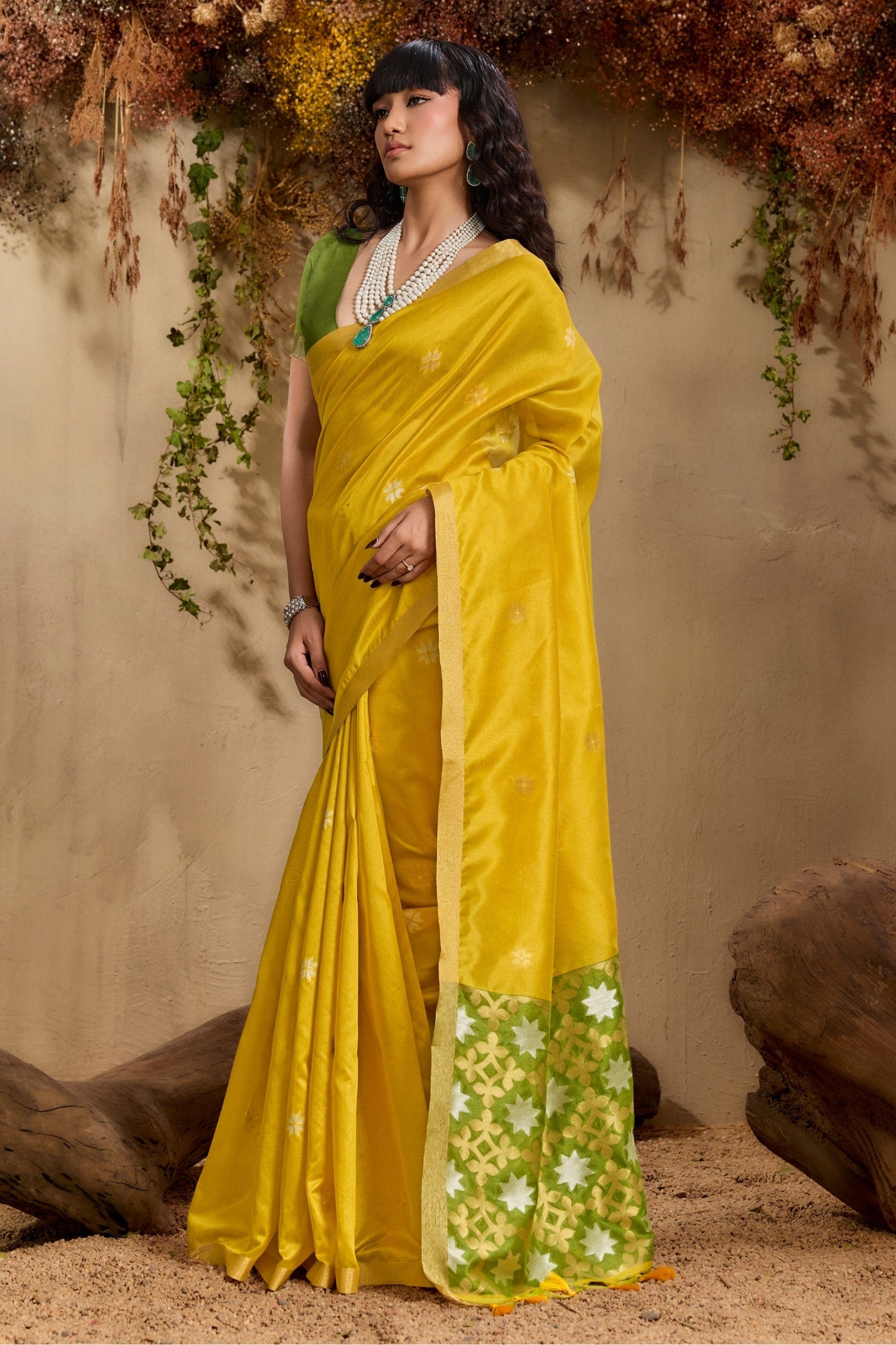 Buy MySilkLove Sunray Yellow Tussar Handloom Silk Saree Online