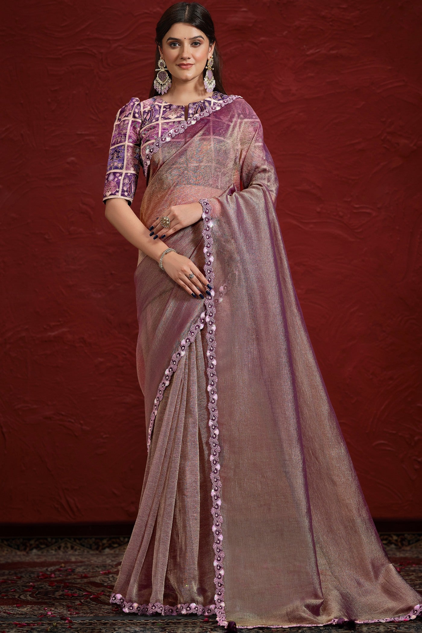 Buy MySilkLove Mauve Purple Banarasi Saree with Stitched Blouse Online