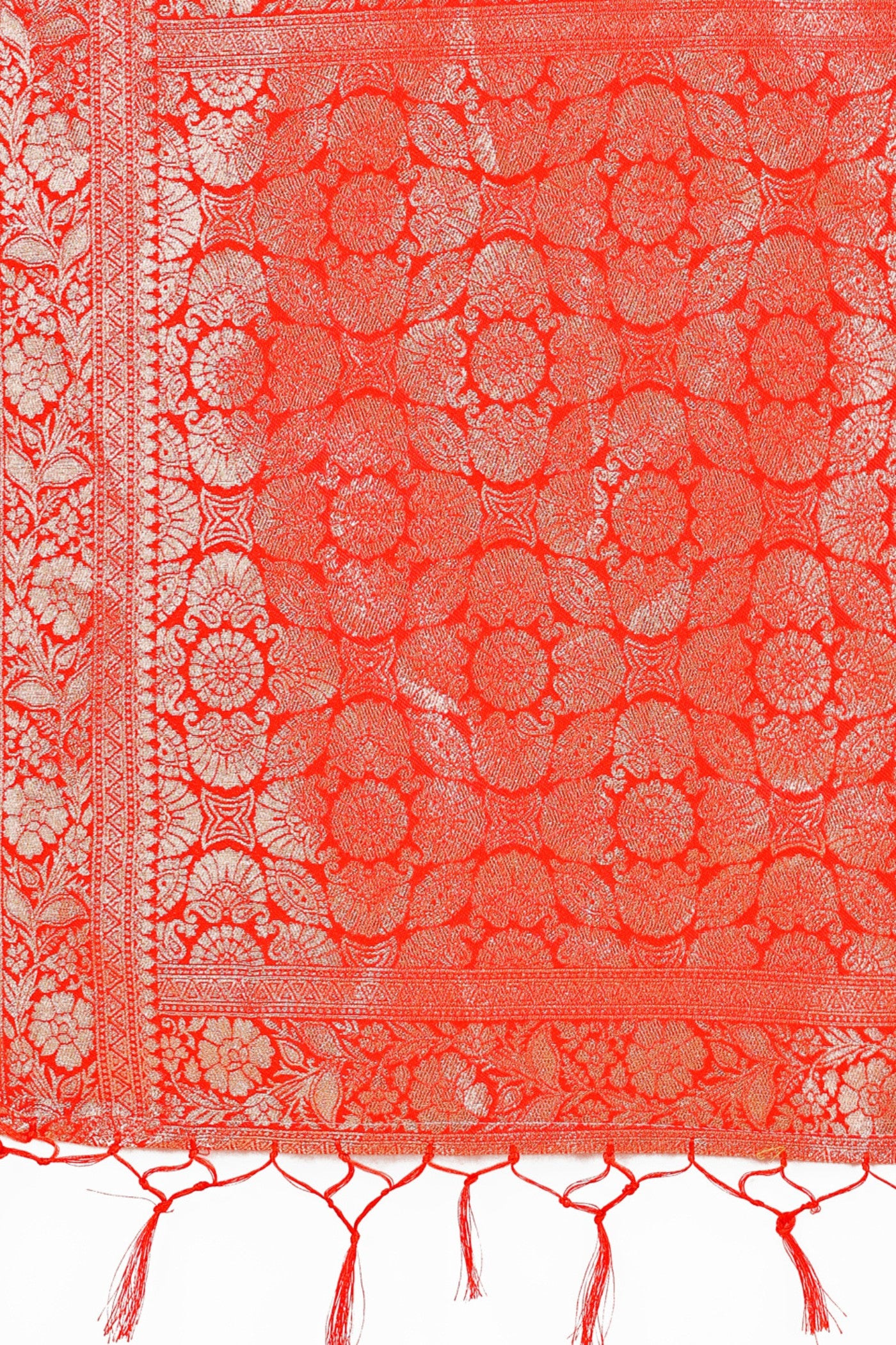 Buy MySilkLove Lace White and Red Linen Cotton Saree Online