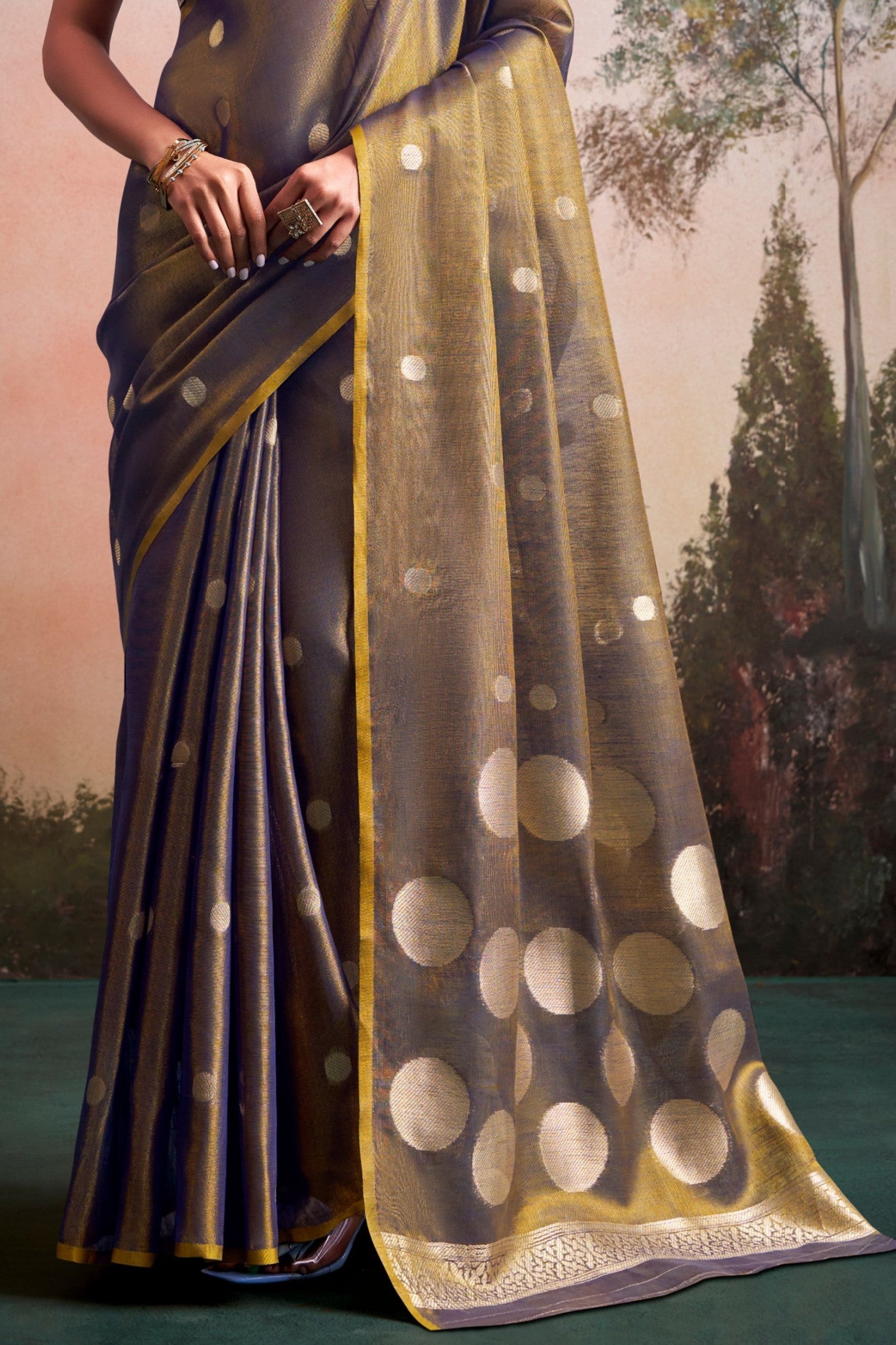 Buy MySilkLove Walnut Brown Handloom Tissue Saree Online