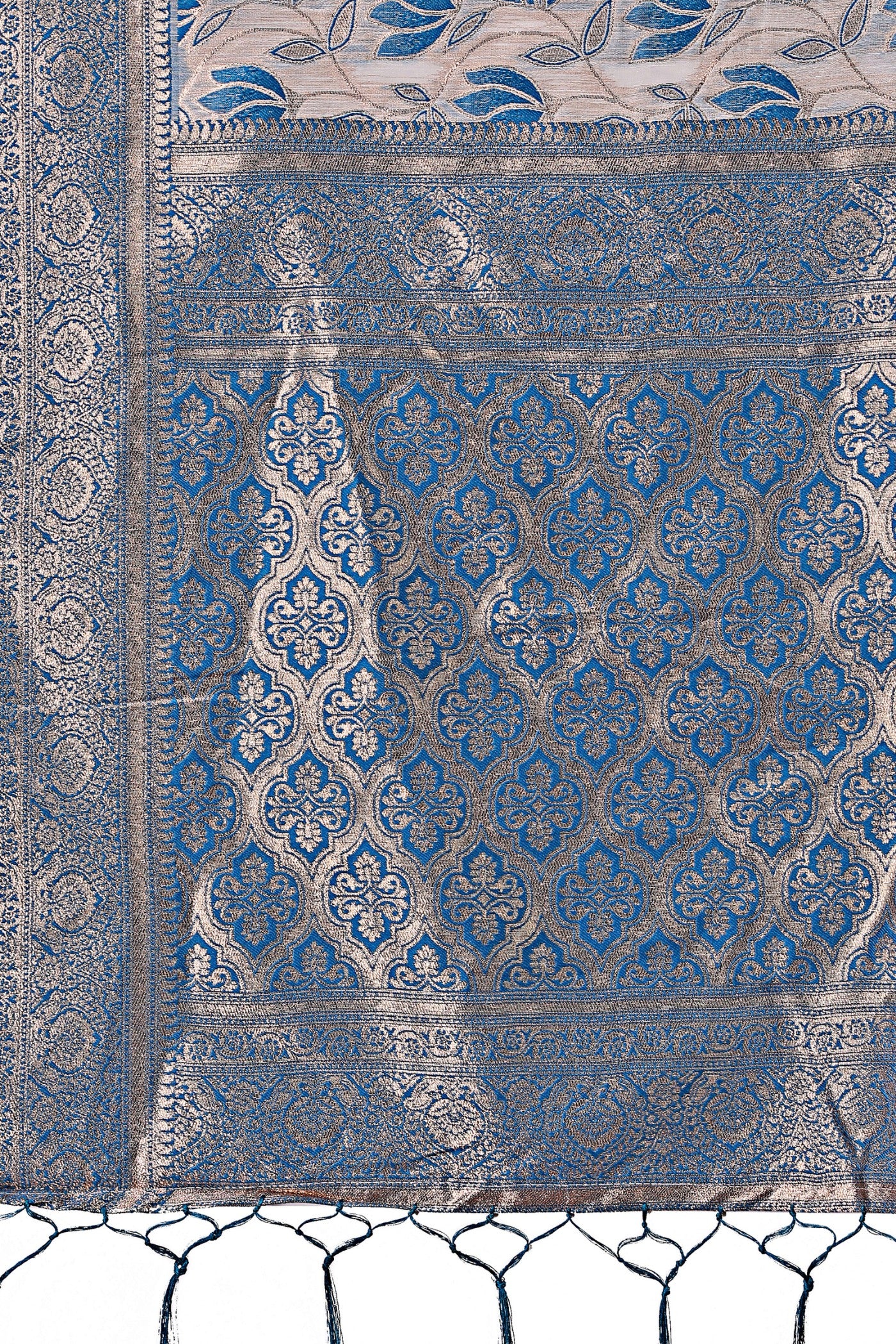 Buy MySilkLove Butterfly Blue Linen Cotton Saree Online
