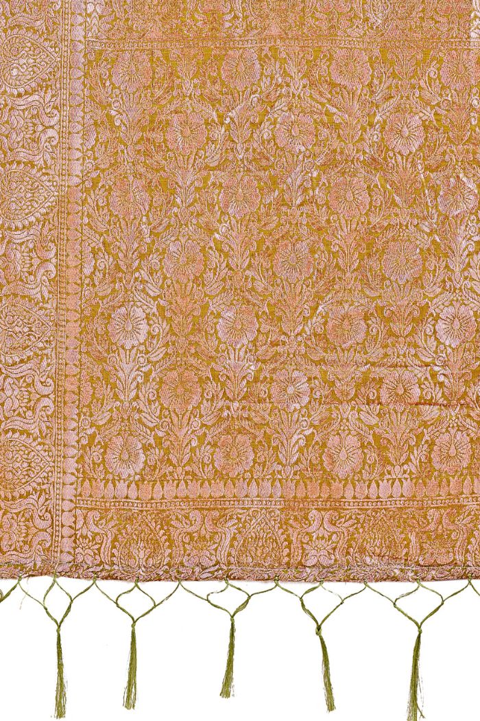 Buy MySilkLove Tuscan Yellow Linen Cotton Saree Online