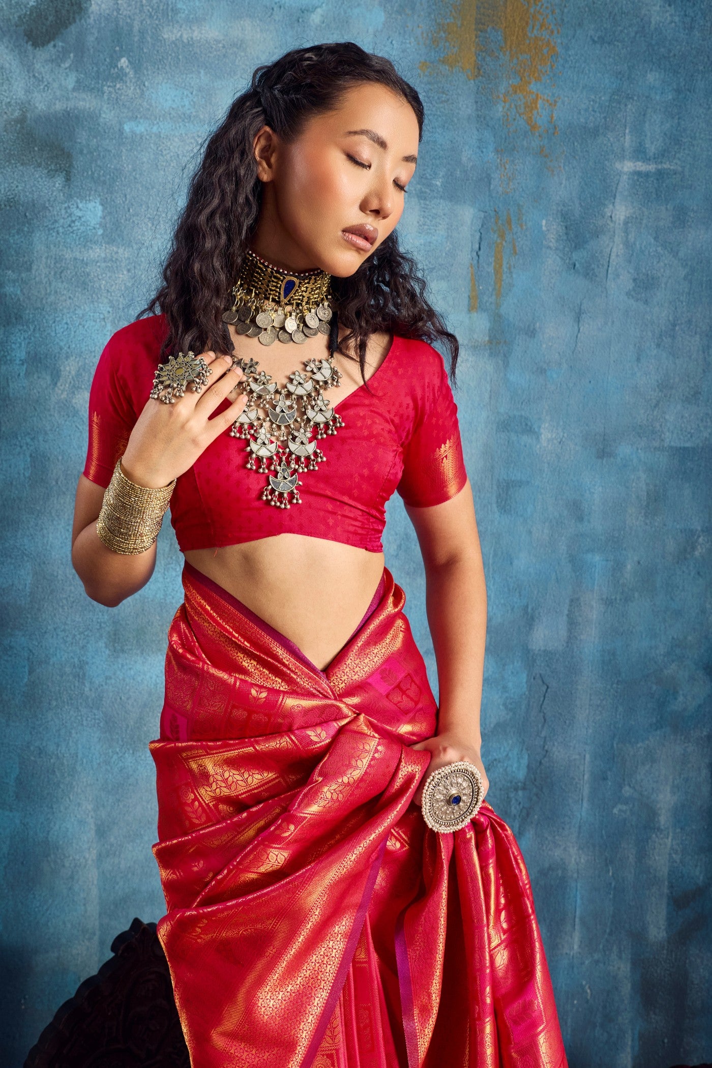 Buy MySilkLove Ruby Red Kanjivaram Handloom Saree Online