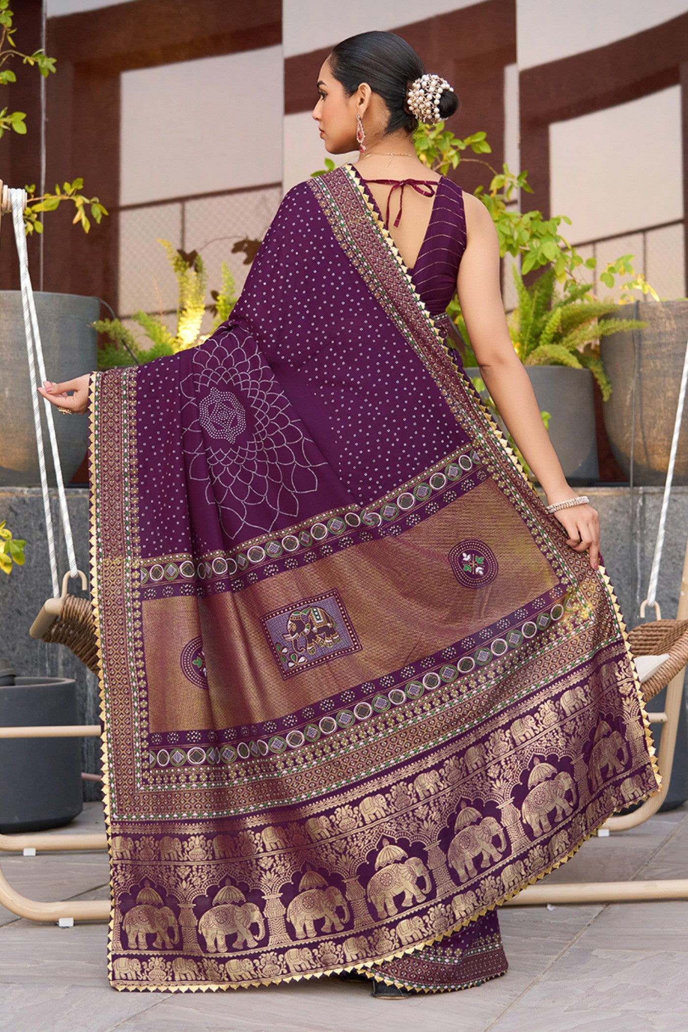 Buy MySilkLove True Purple Printed Cotton Saree Online