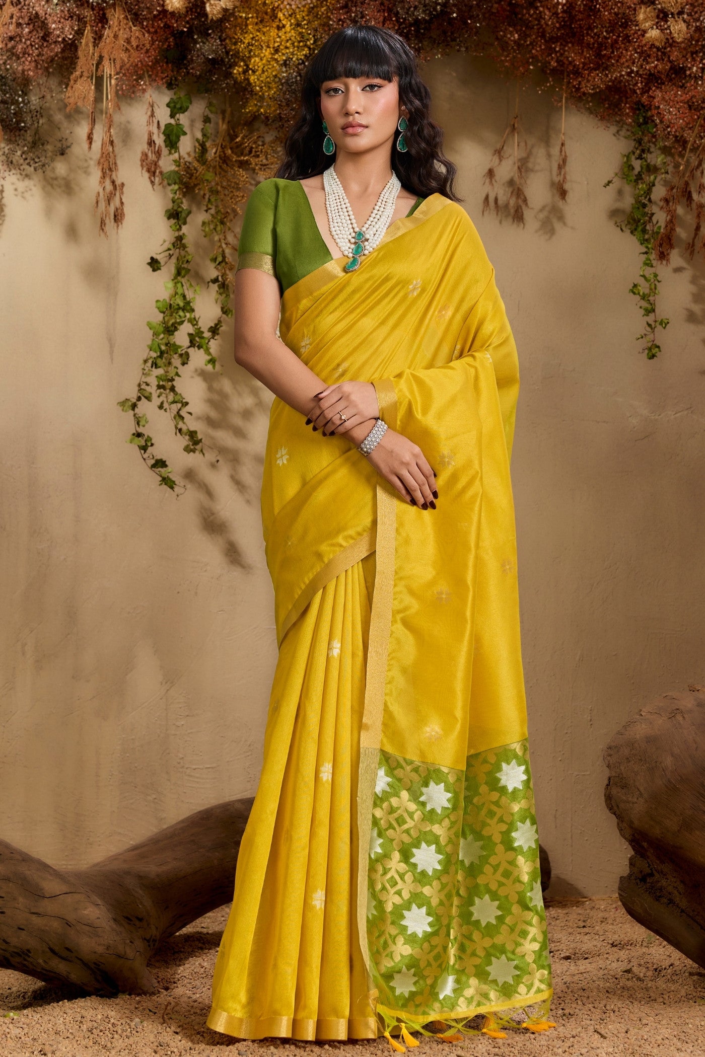 Buy MySilkLove Sunray Yellow Tussar Handloom Silk Saree Online