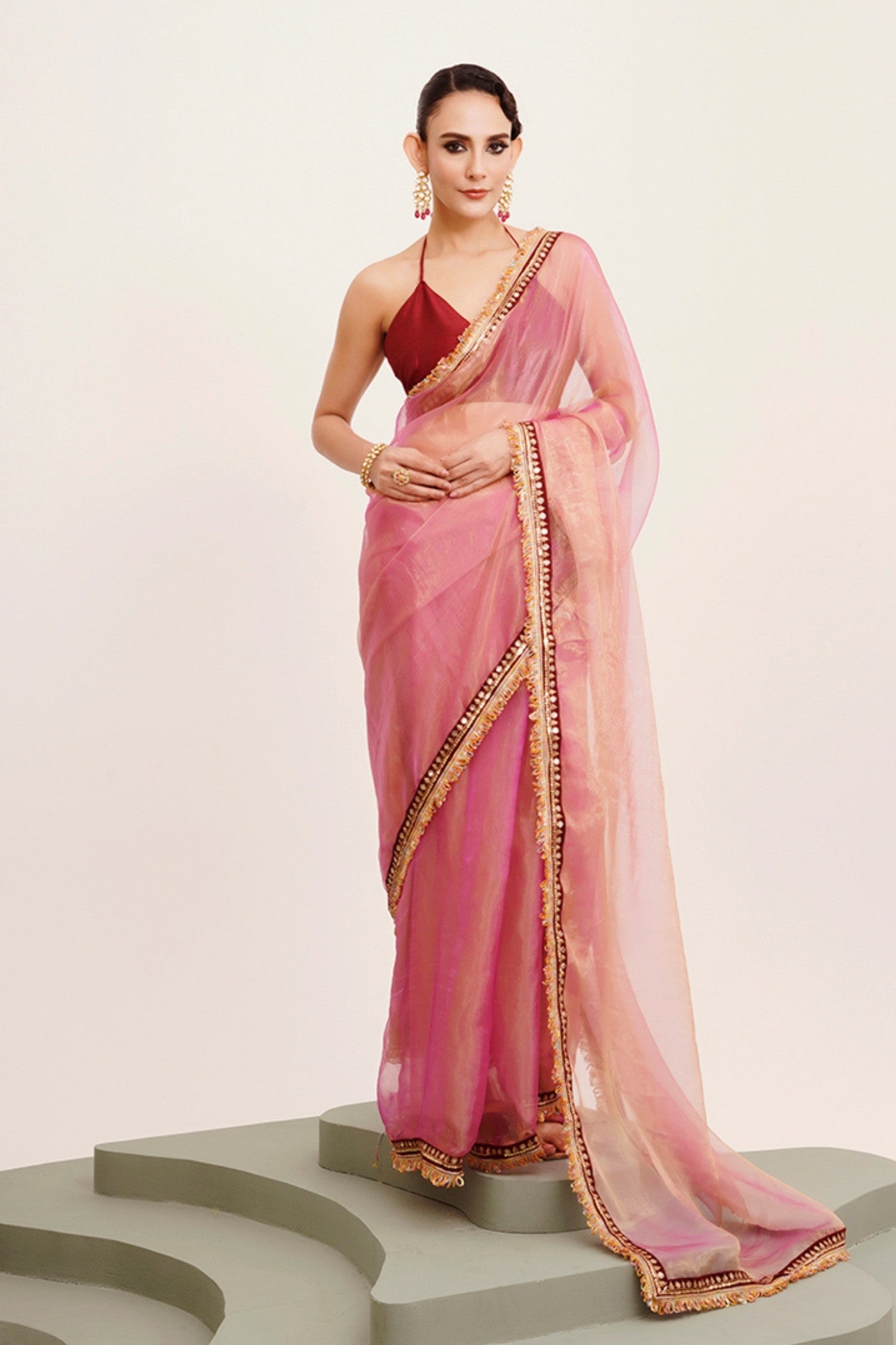 Buy MySilkLove Penny Pink Tissue Partywear Saree Online