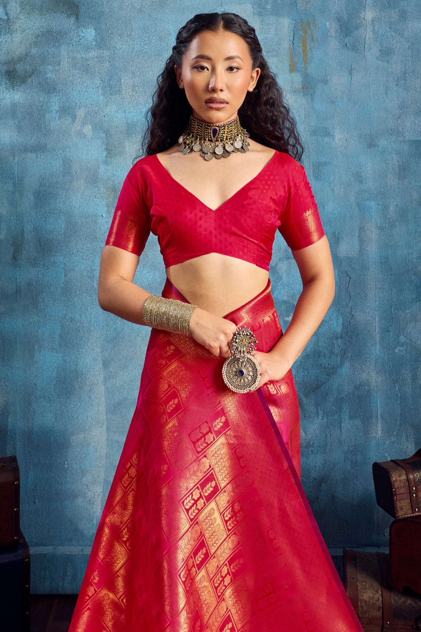 Buy MySilkLove Ruby Red Kanjivaram Handloom Saree Online