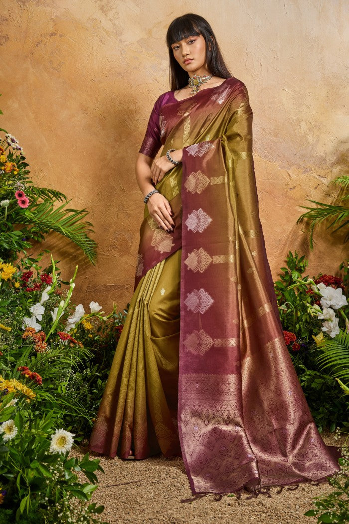 Buy MySilkLove Monk Green Banarasi Handloom Saree Online