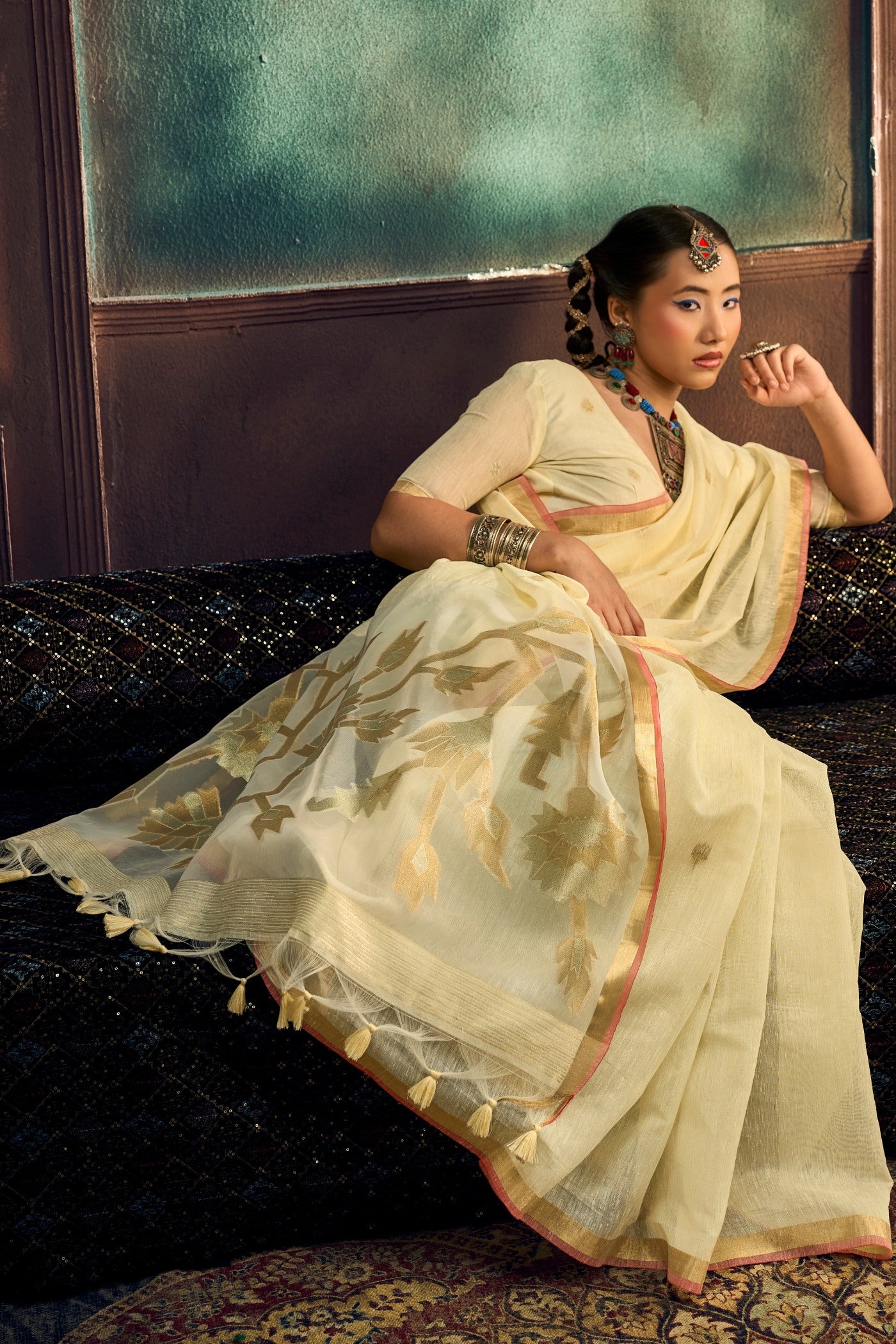 Buy MySilkLove Desert Beige Munga Handloom Cotton Saree Online