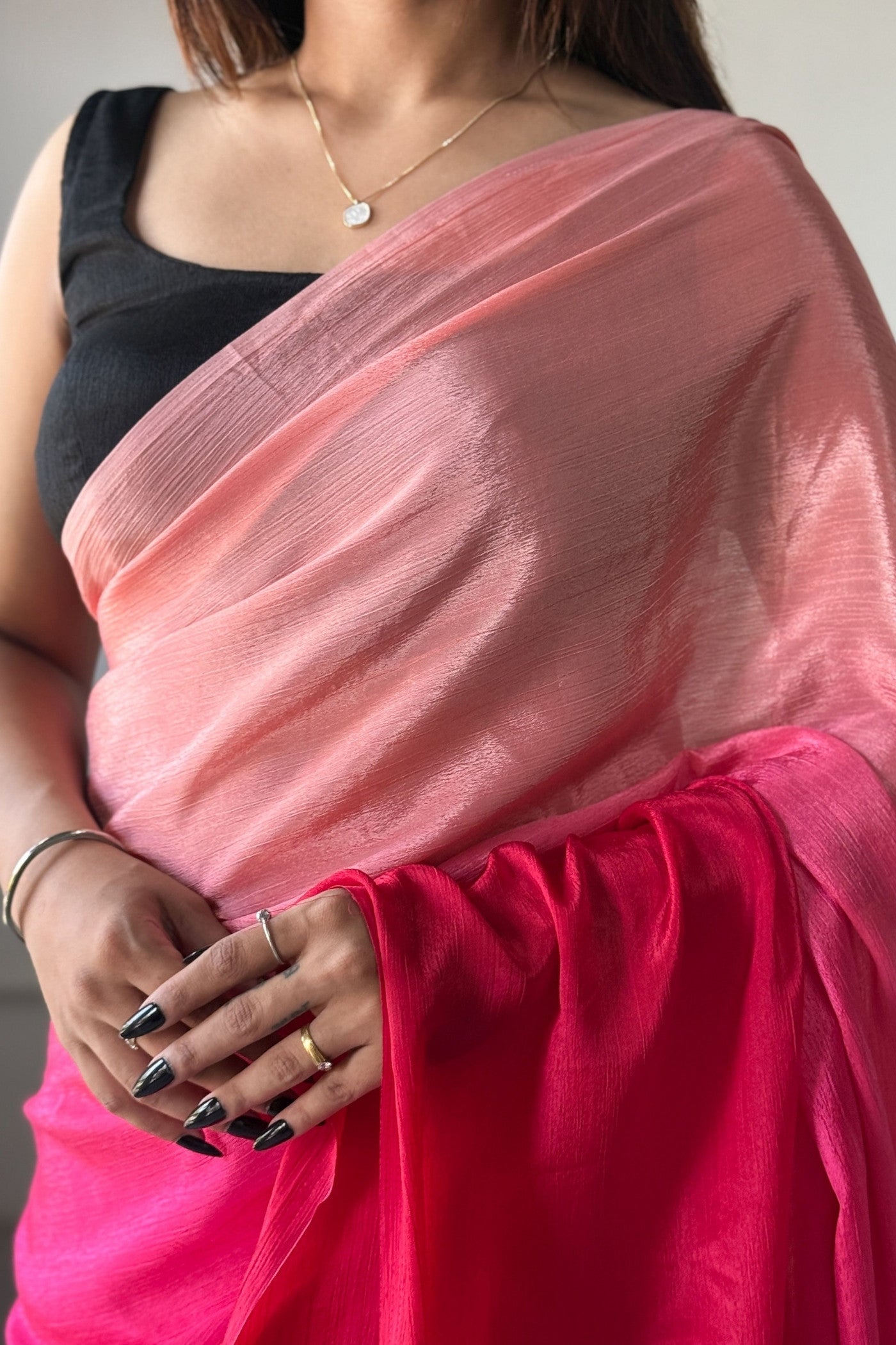 Buy MySilkLove Barn Red Chinon Ready To Wear Saree Online