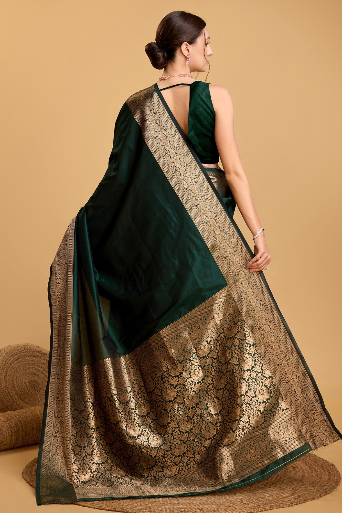Buy MySilkLove Phthalo Green Woven Banarasi Saree Online