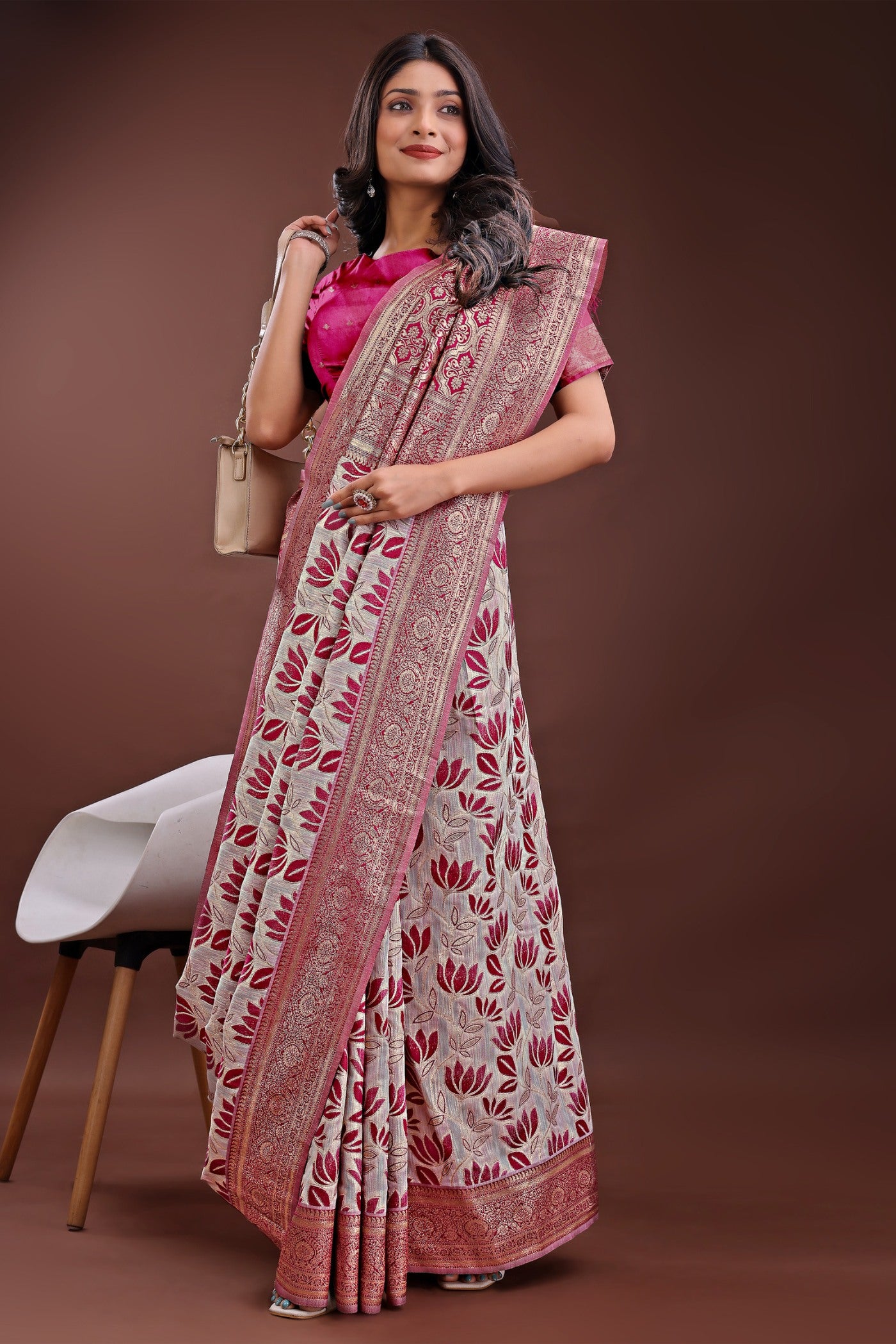 Buy MySilkLove Lilac Purple Linen Cotton Saree Online