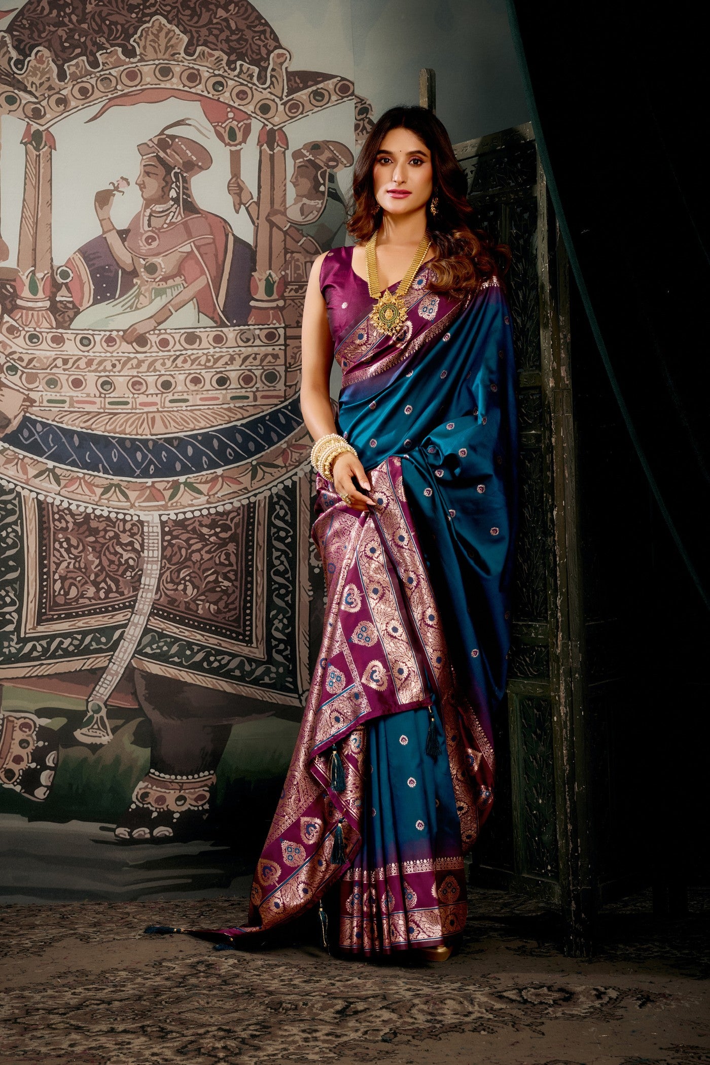 Buy MySilkLove Tufts Blue Banarasi Soft Silk Saree Online