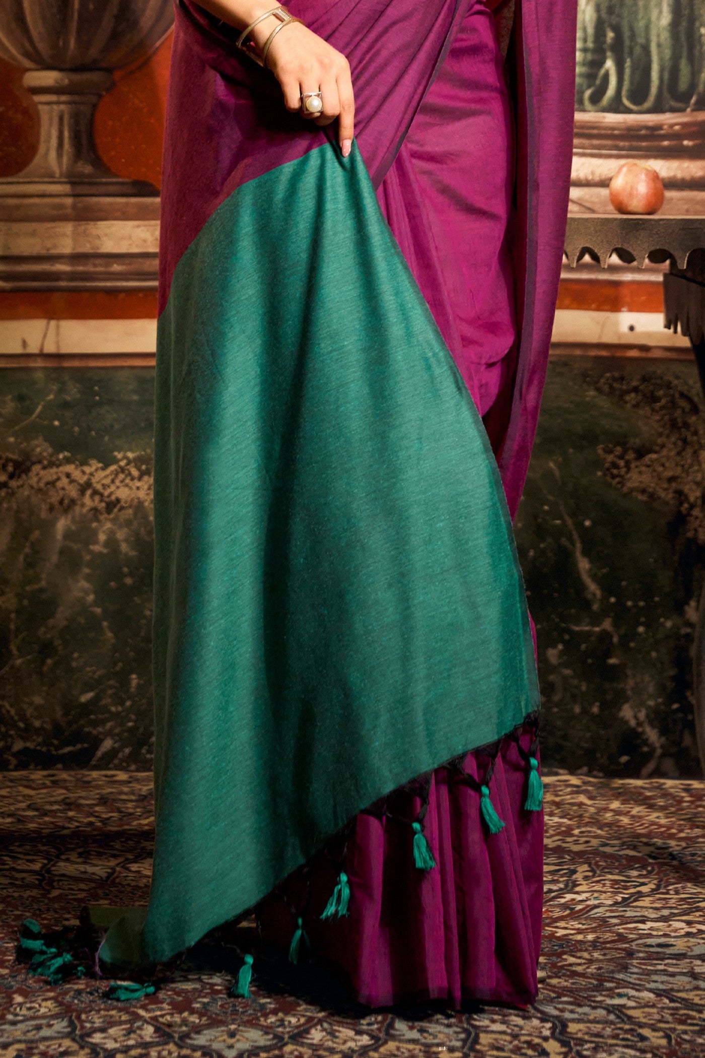 Buy MySilkLove Heather Purple Handloom Mul Mul Cotton Saree Online