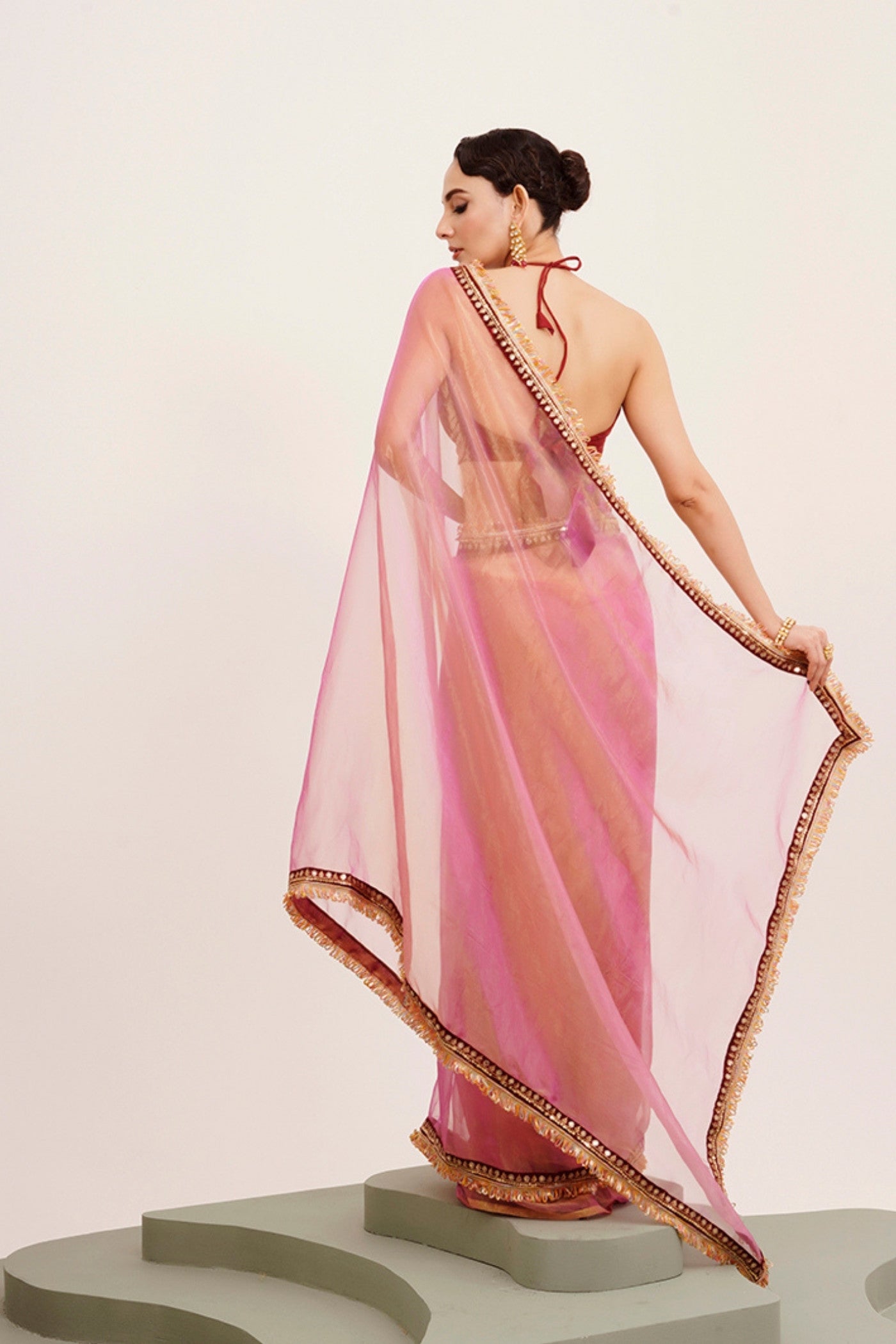 Buy MySilkLove Penny Pink Tissue Partywear Saree Online