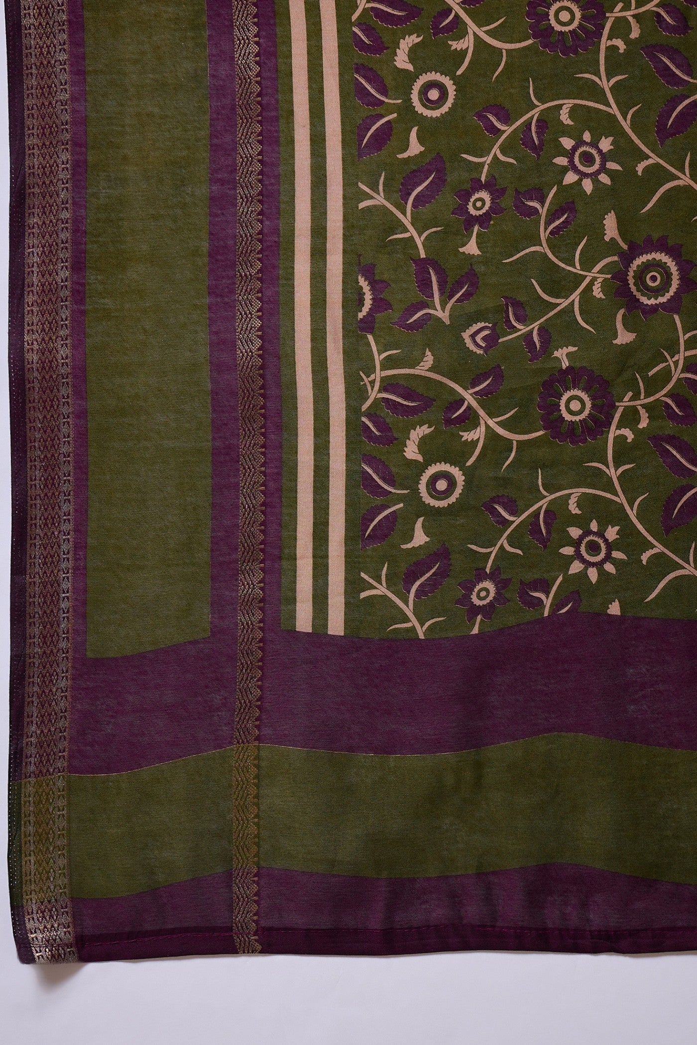 Buy MySilkLove Grass Green Woven Cotton Saree Online