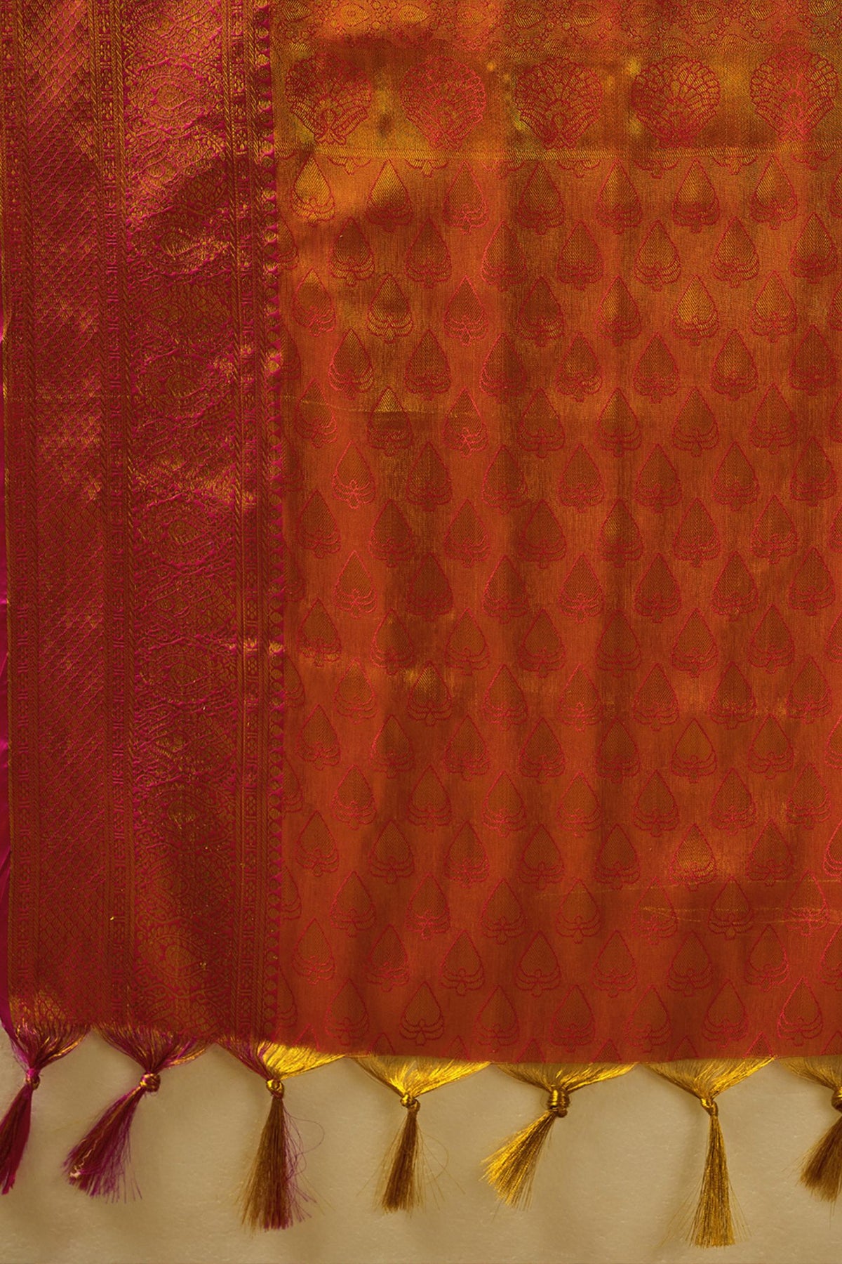Buy MySilkLove Papaya Orange Woven Kanjivaram Saree Online