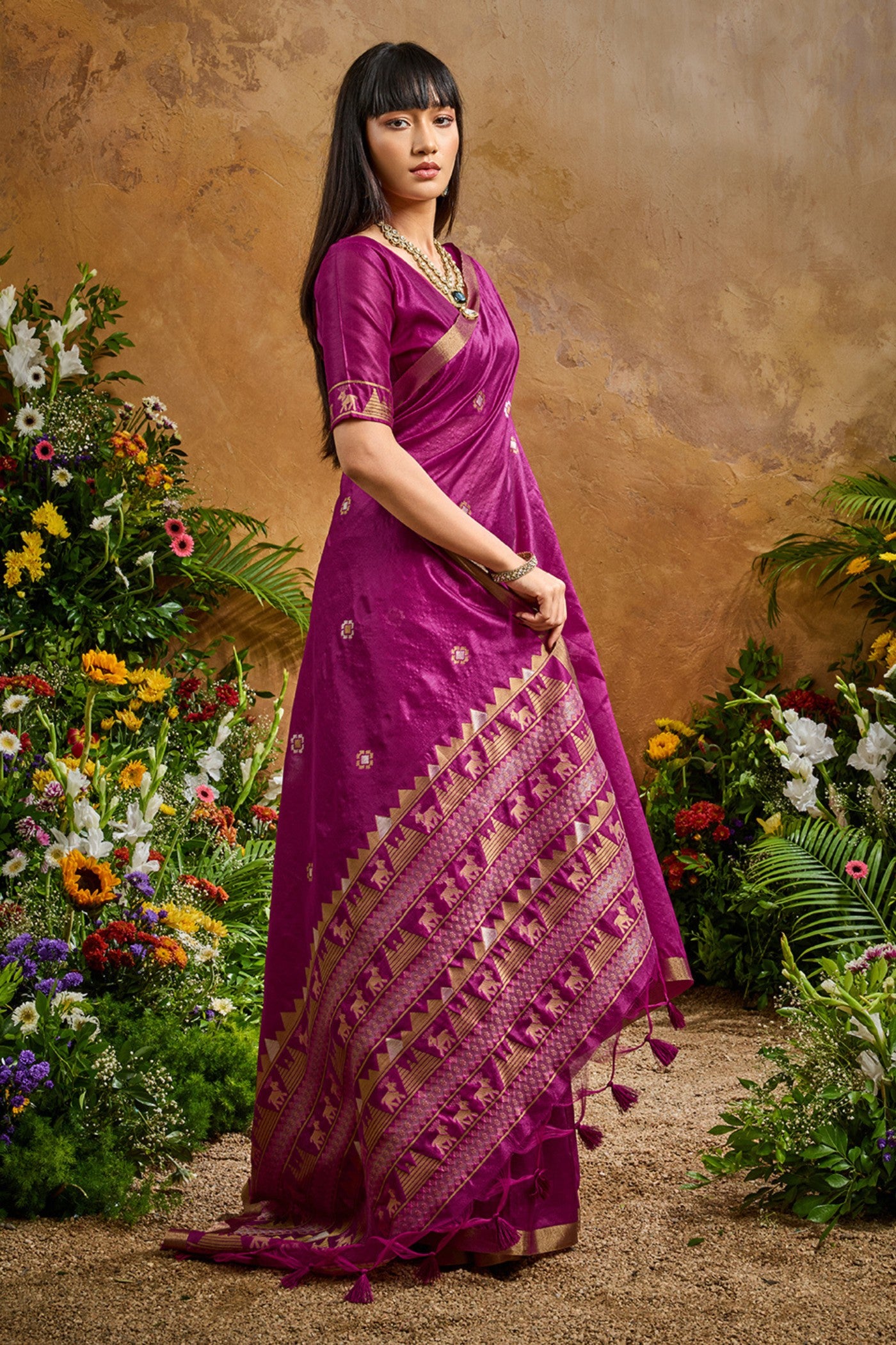 Buy MySilkLove Sangria Purple Tussar Handloom Silk Saree Online