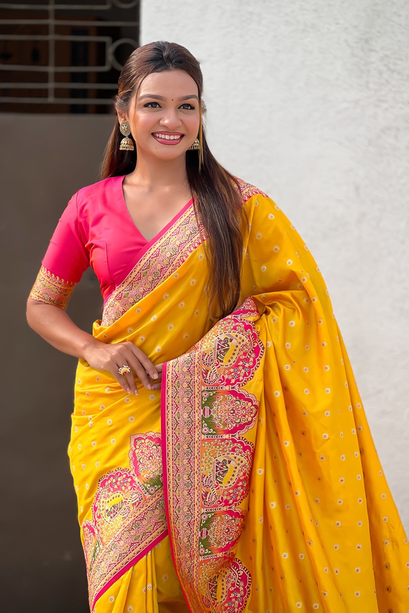 Buy MySilkLove Haldi Yellow Woven Banarasi Saree Online