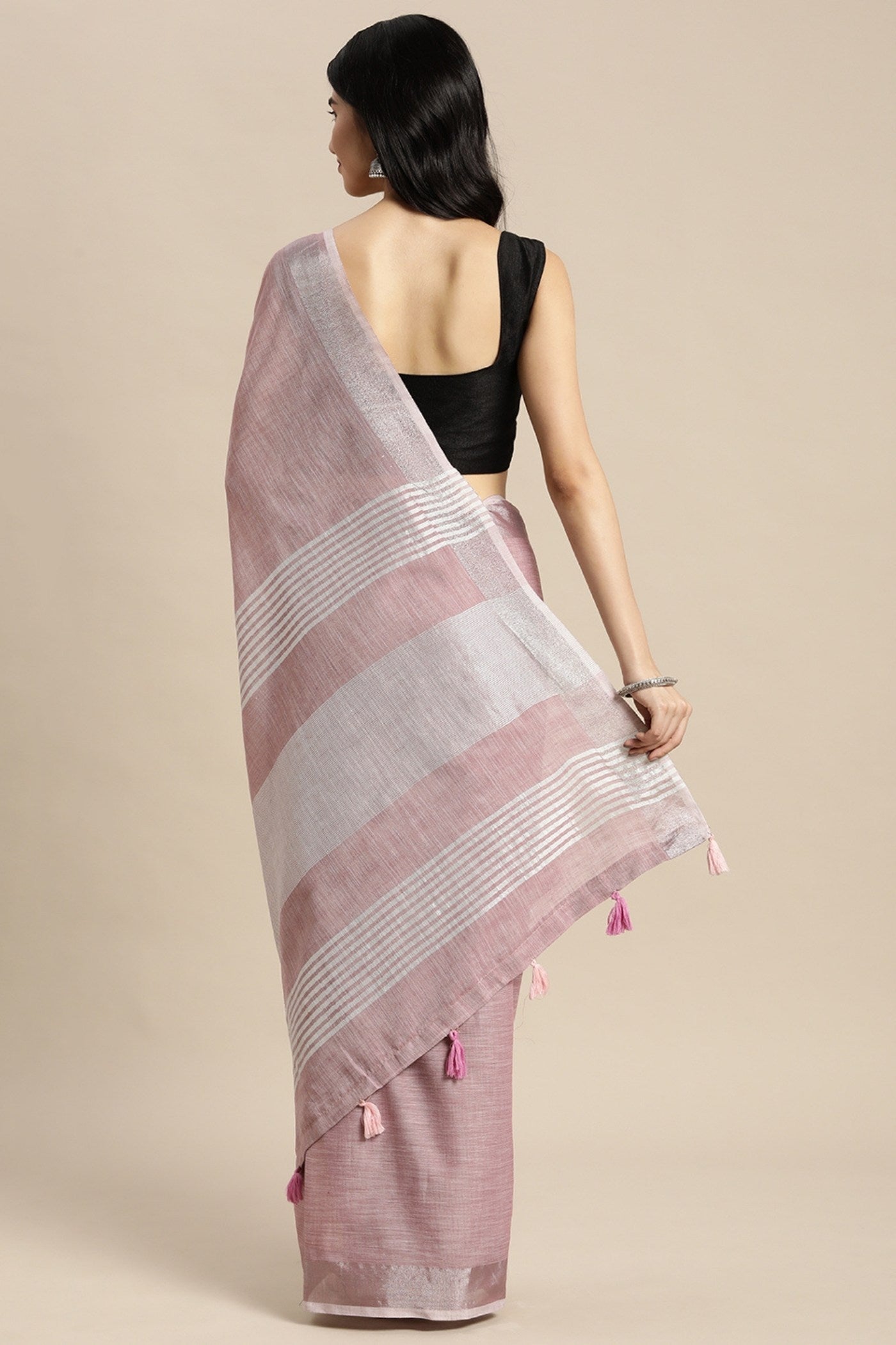 Buy MySilkLove Mauve Purple Woven Linen Cotton Saree Online