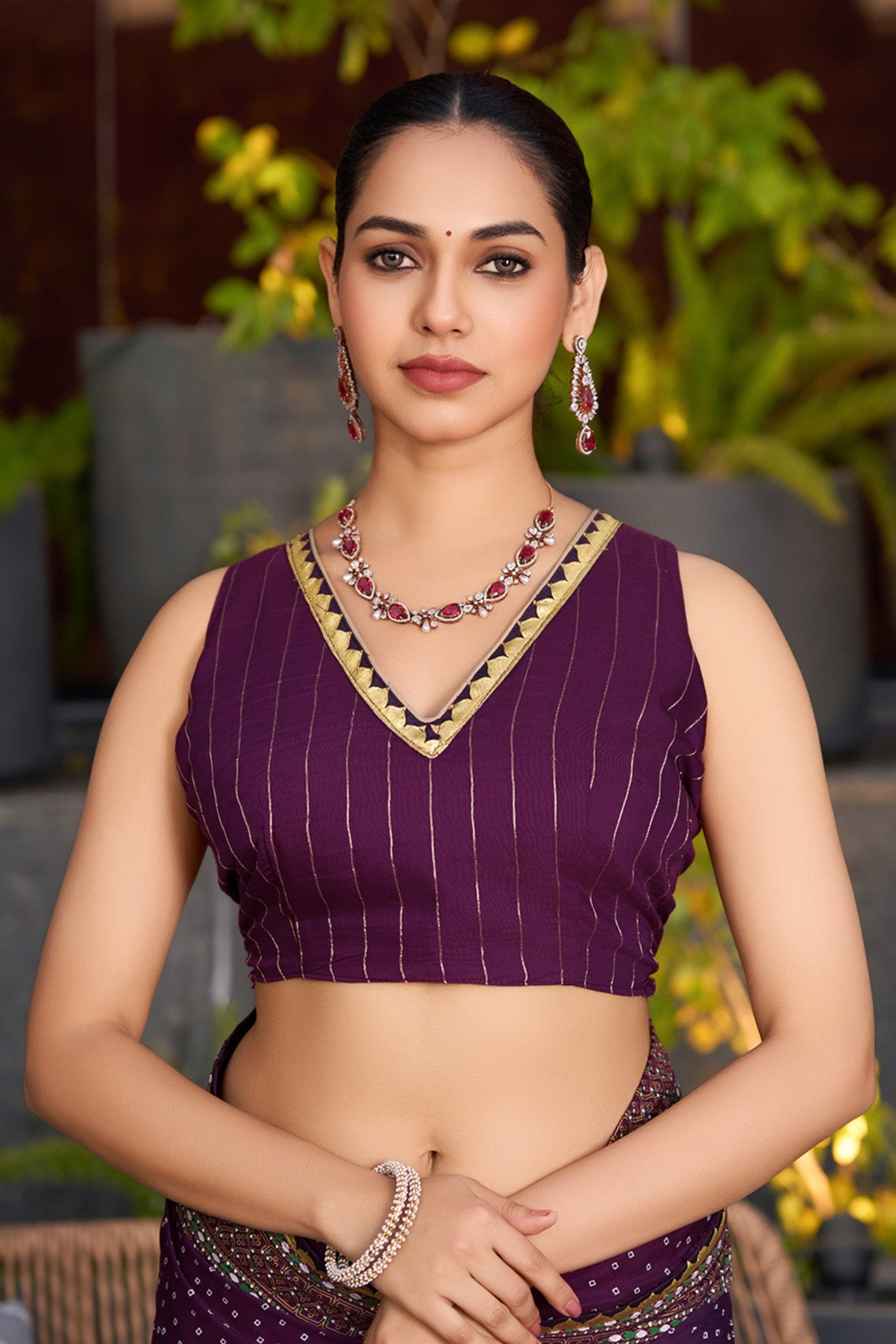 Buy MySilkLove True Purple Printed Cotton Saree Online