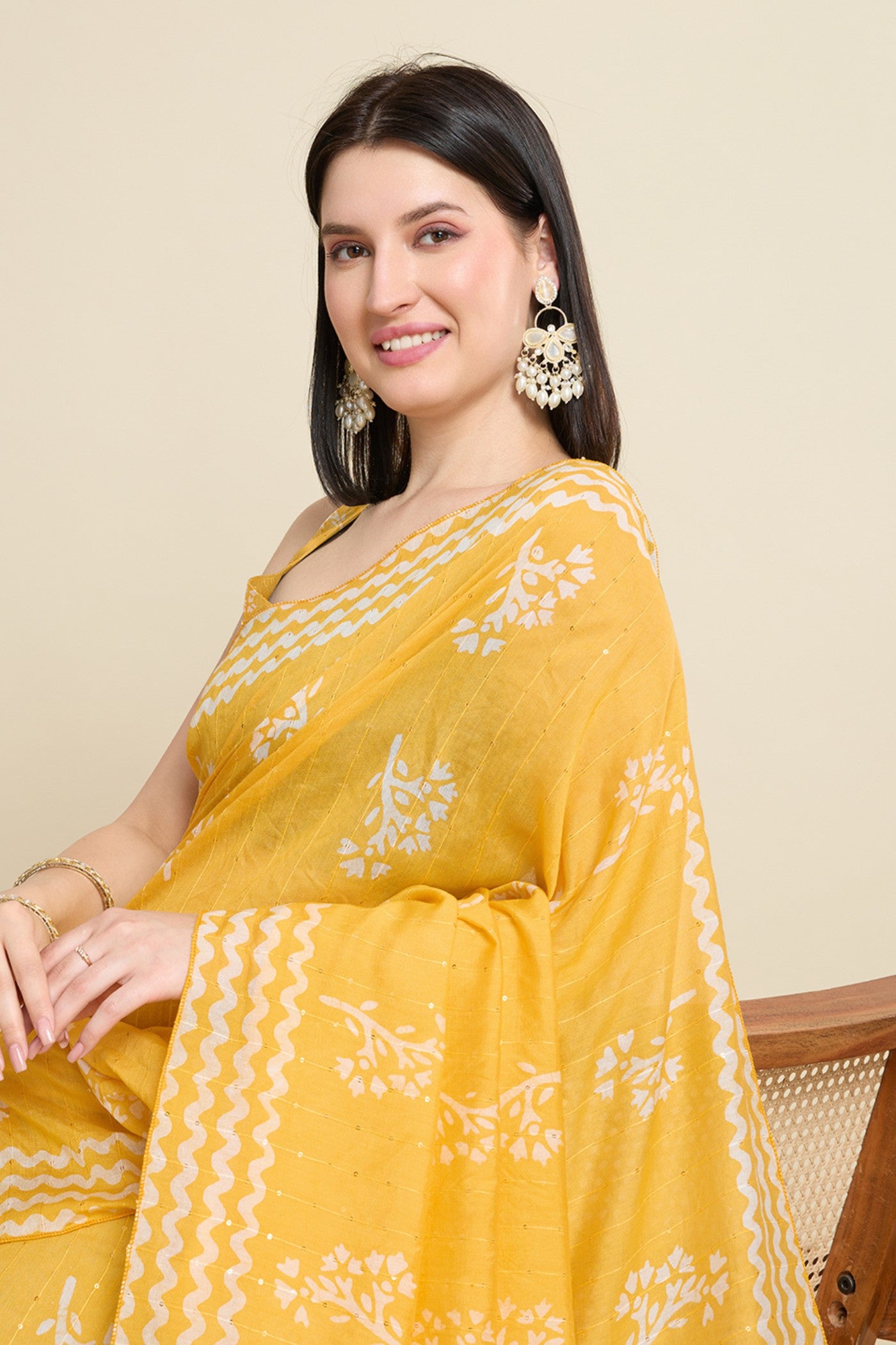 Buy MySilkLove Lemon Yellow Woven Cotton Silk Saree Online