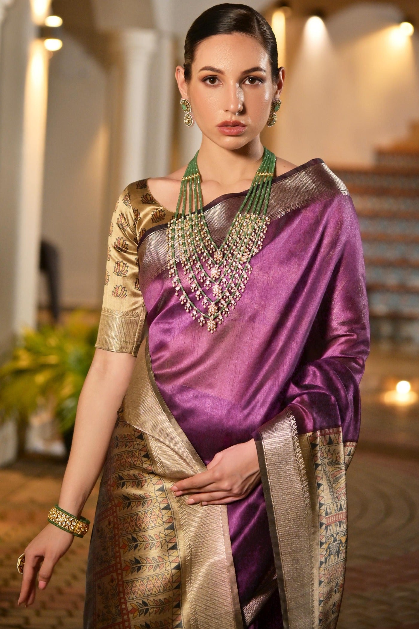 Buy MySilkLove Lilac Purple Tussar Silk Saree Online