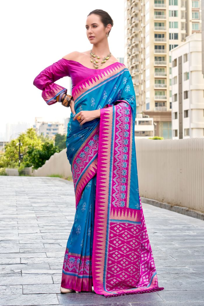Buy MySilkLove Azure Blue Woven Banarasi Saree Online