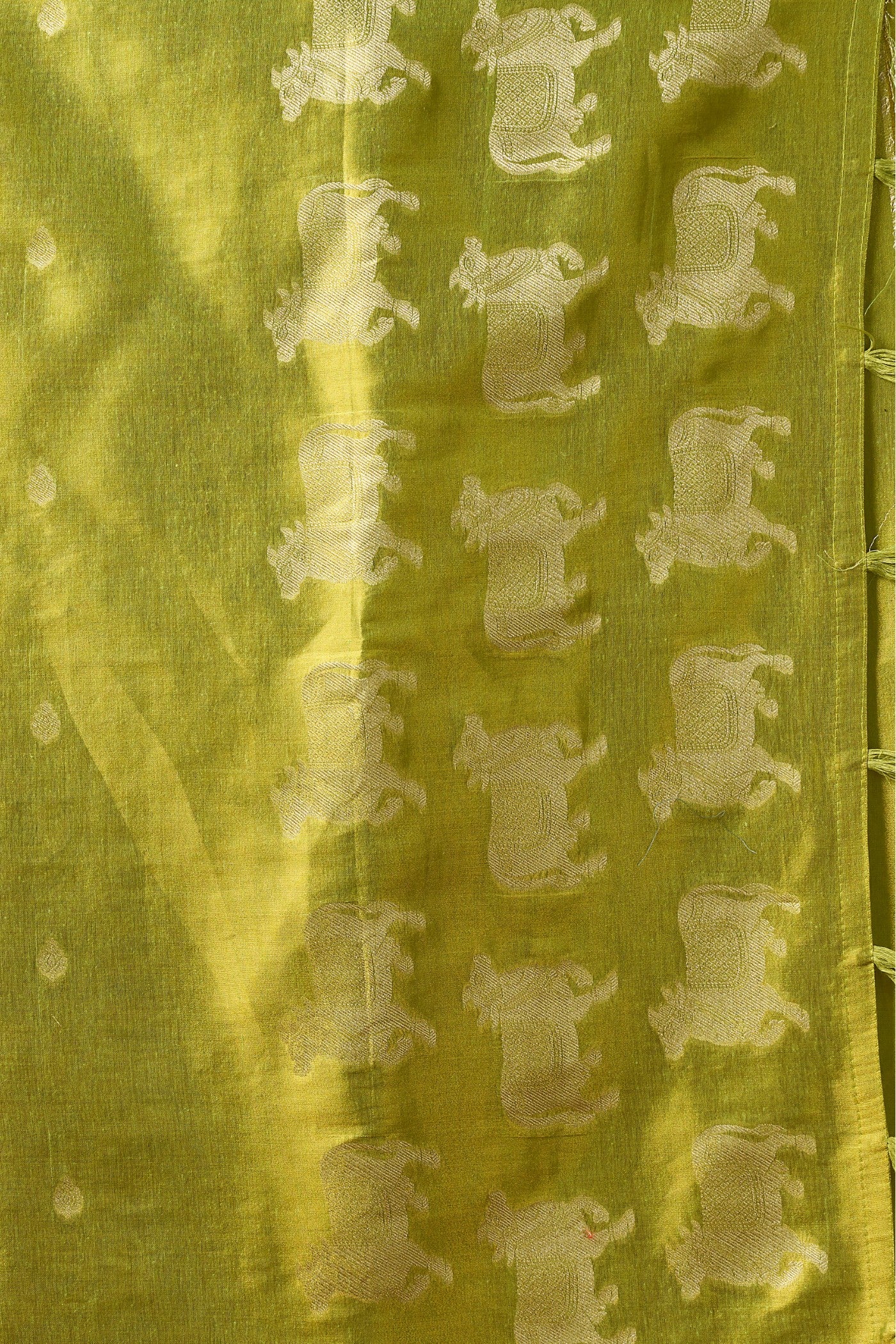 Buy MySilkLove Alien Green Handloom Tissue Saree Online