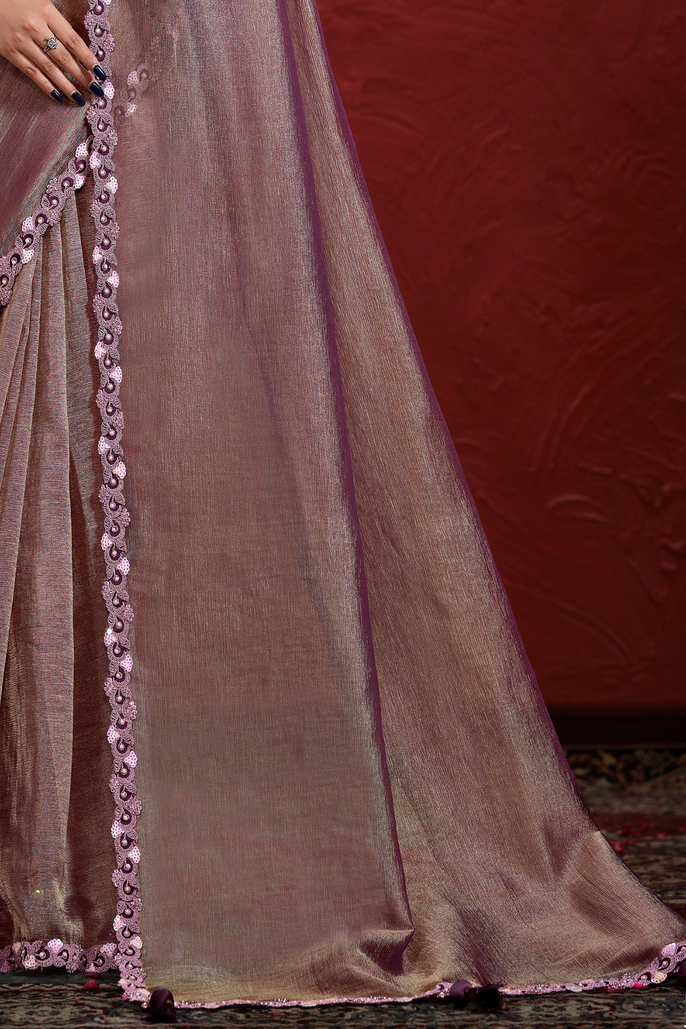 Buy MySilkLove Mauve Purple Banarasi Saree with Stitched Blouse Online