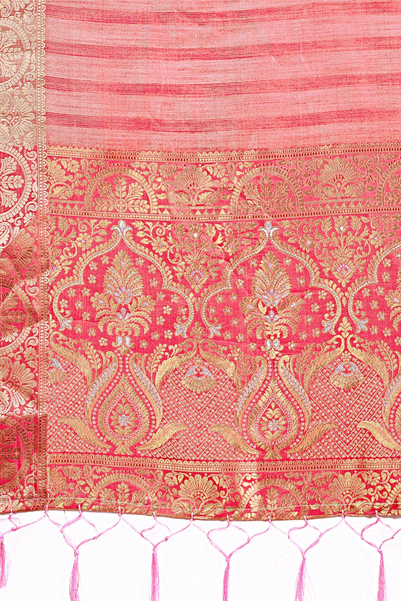 Buy MySilkLove Parfait Peach Woven Organza Saree Online