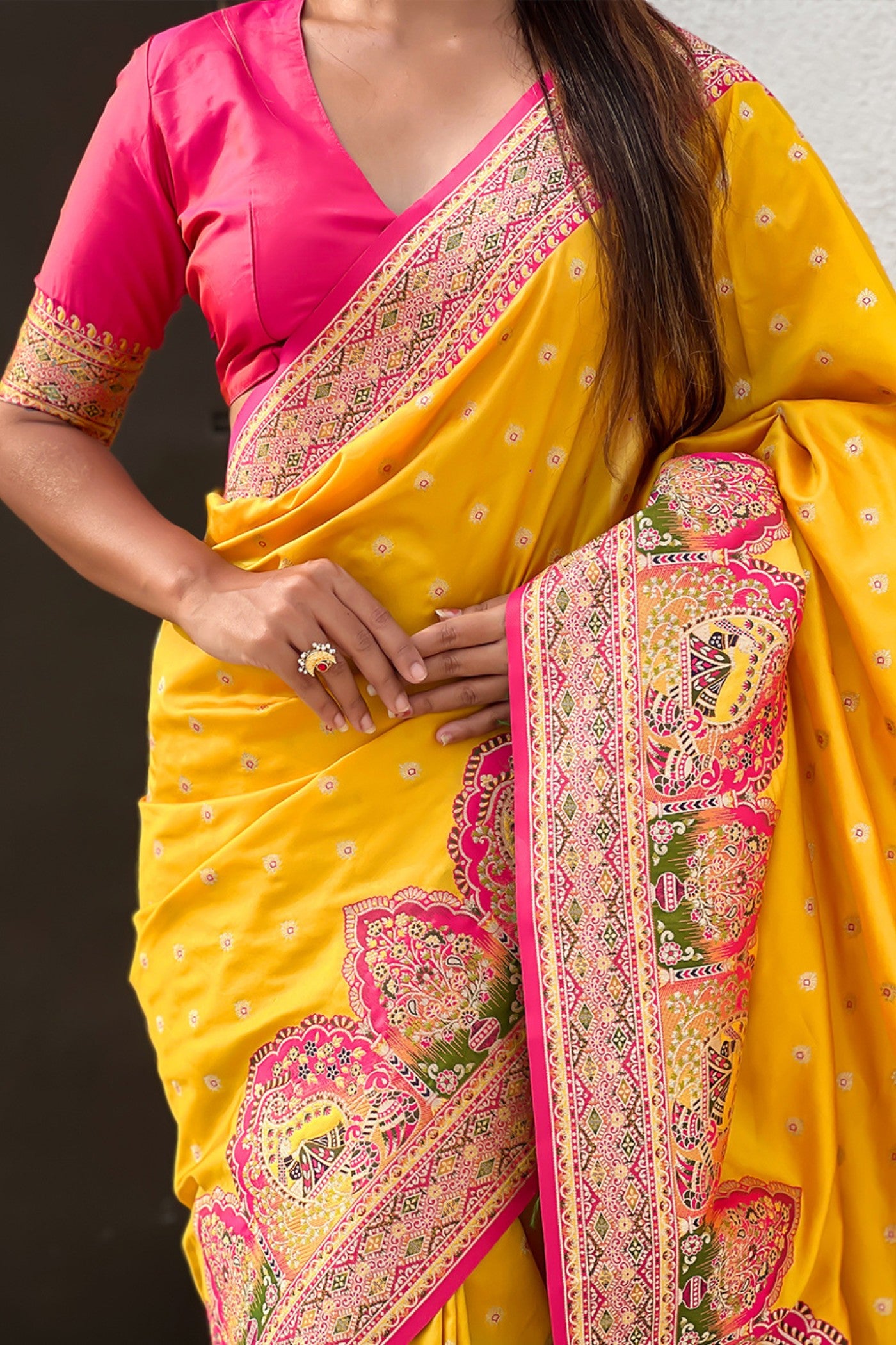 Buy MySilkLove Haldi Yellow Woven Banarasi Saree Online