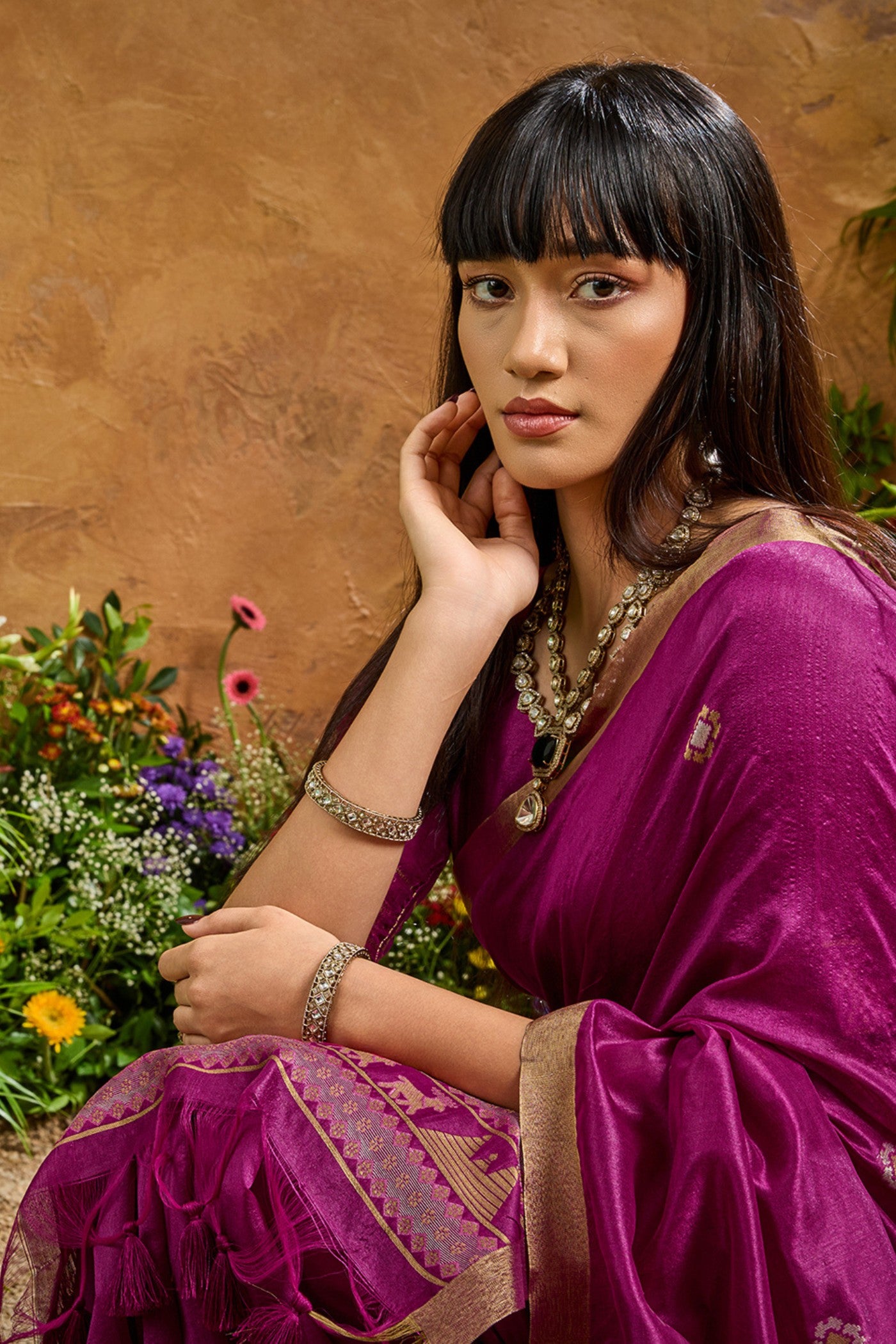 Buy MySilkLove Sangria Purple Tussar Handloom Silk Saree Online