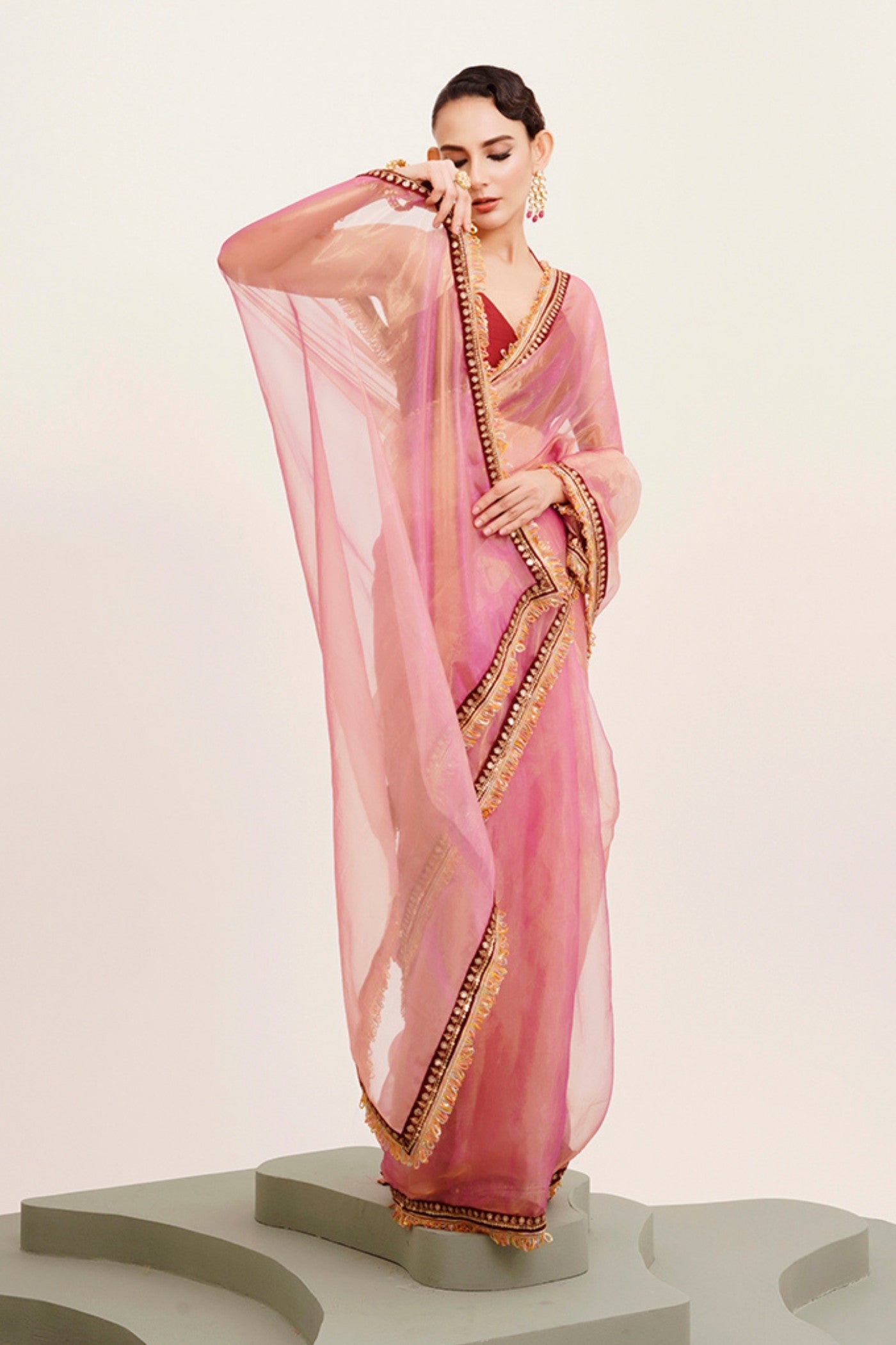 Buy MySilkLove Penny Pink Tissue Partywear Saree Online