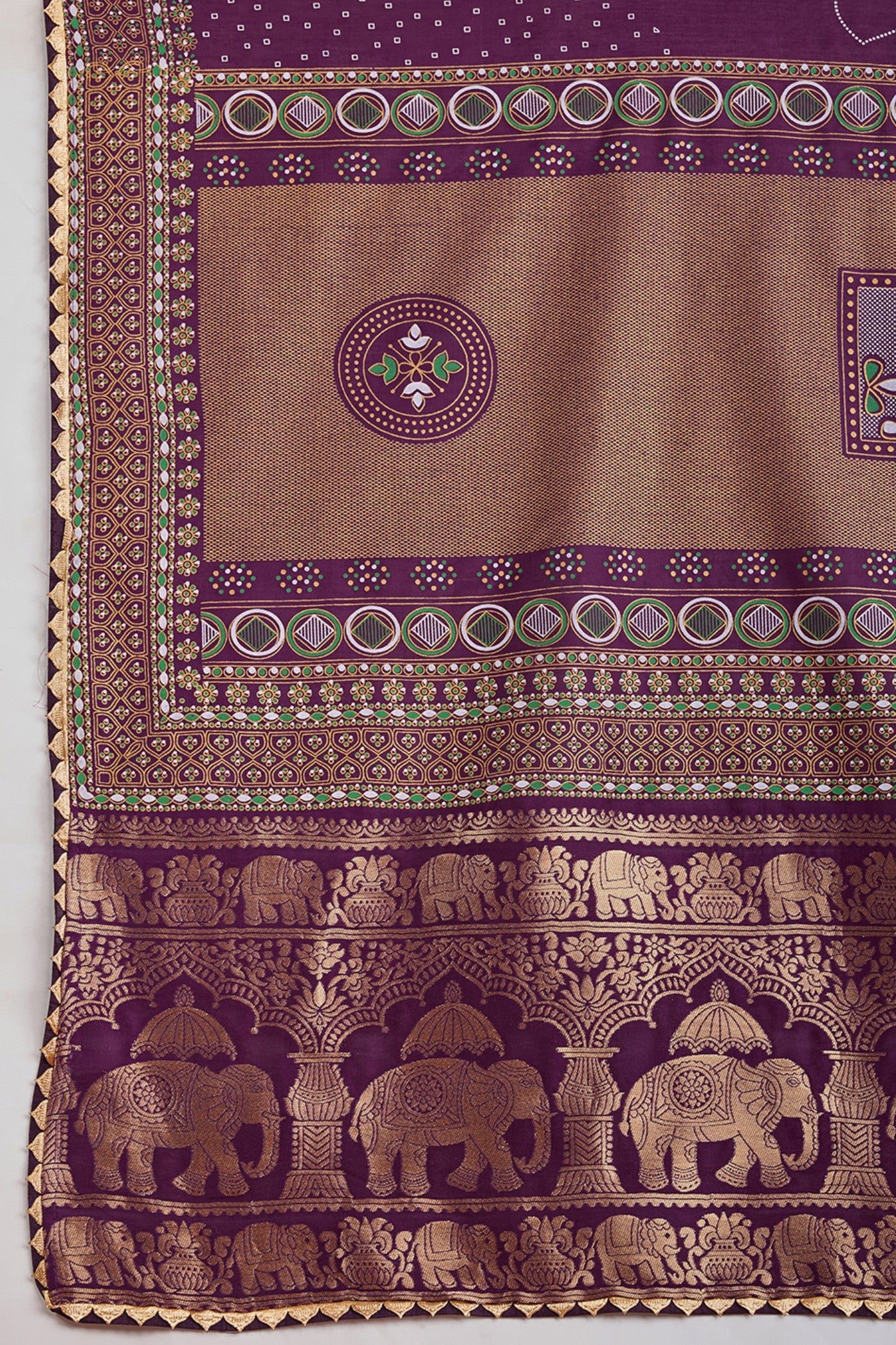 Buy MySilkLove True Purple Printed Cotton Saree Online