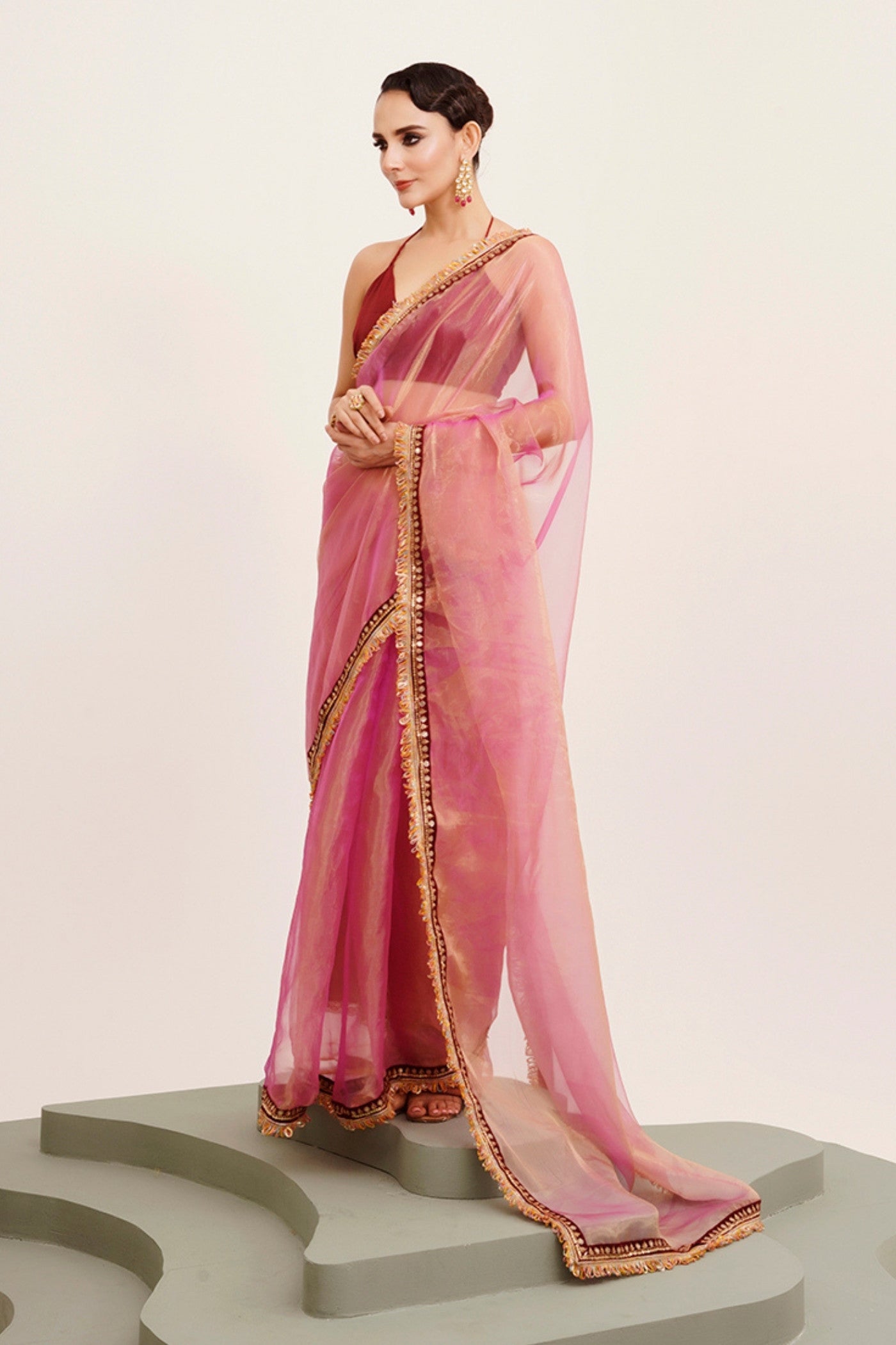 Buy MySilkLove Penny Pink Tissue Partywear Saree Online