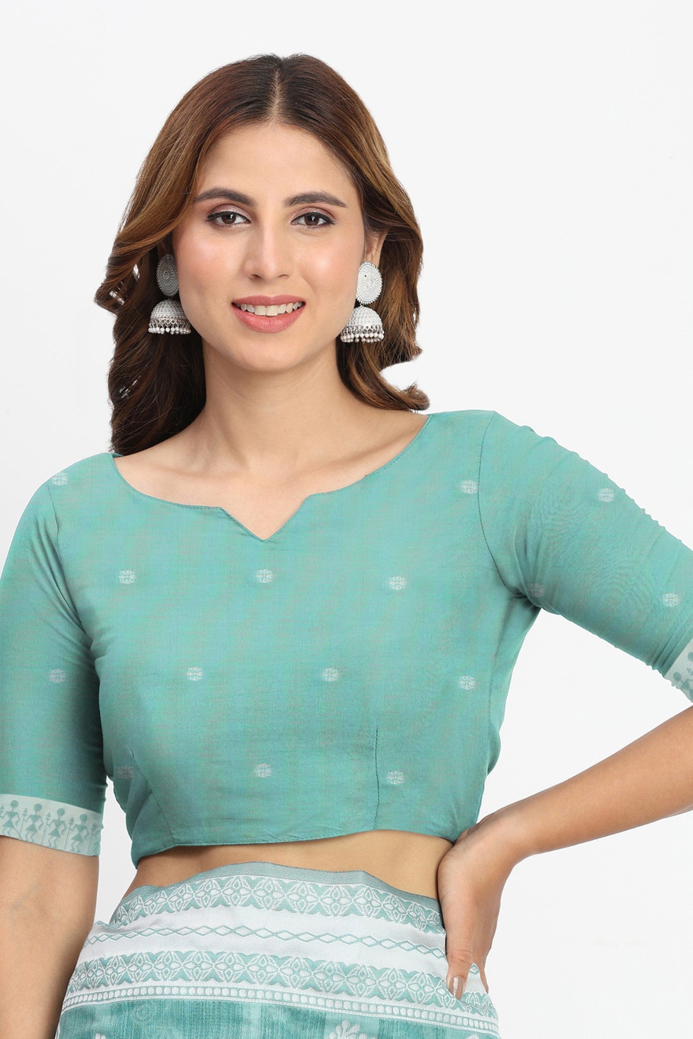 Buy MySilkLove Eton Green Woven Linen Cotton Saree Online