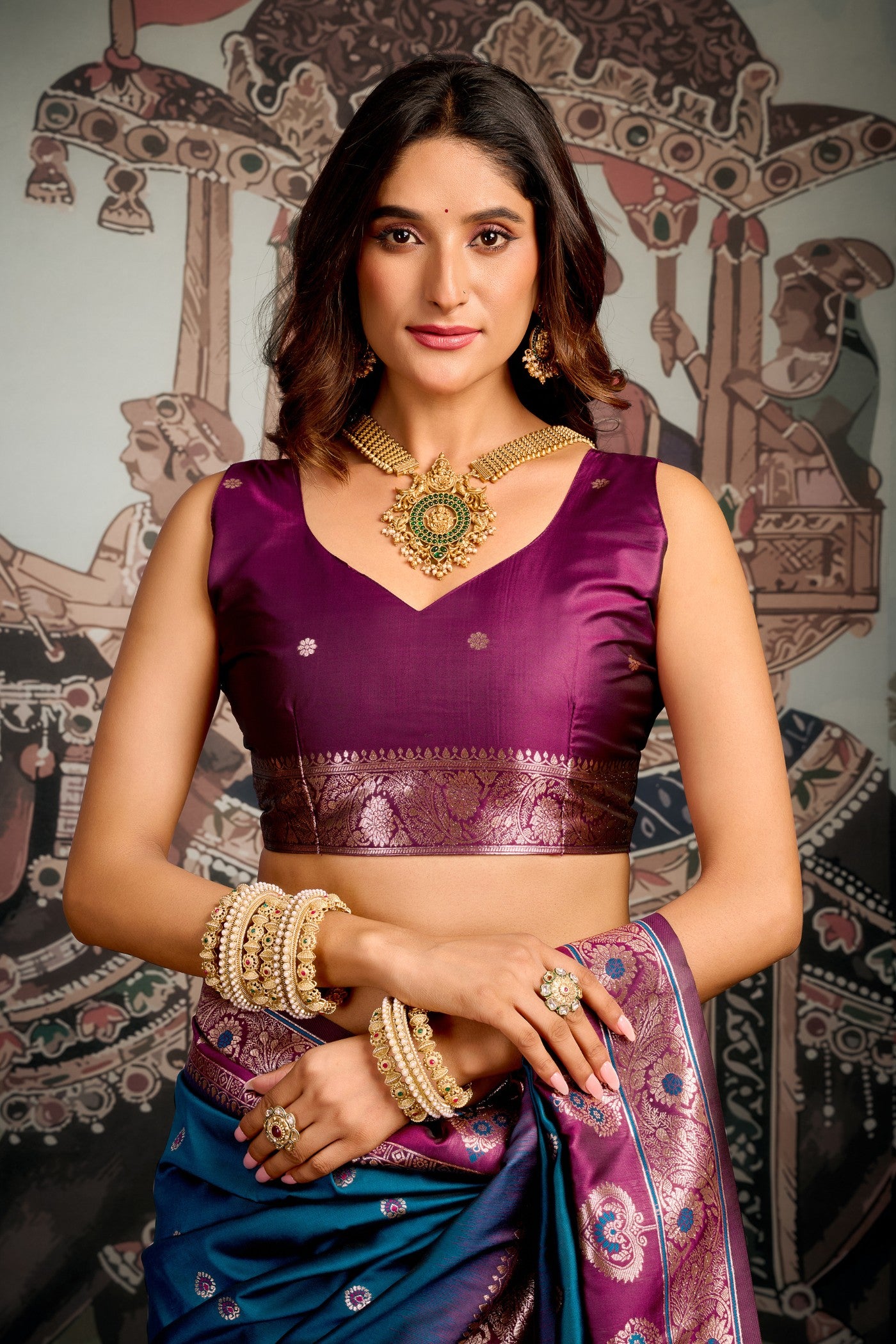 Buy MySilkLove Tufts Blue Banarasi Soft Silk Saree Online