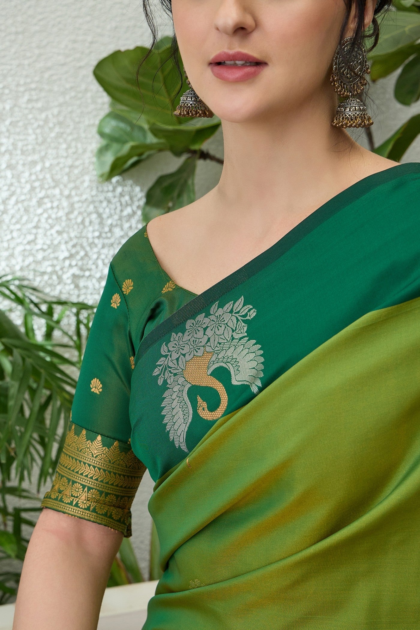 Buy MySilkLove Asparagus Green Banarasi Handloom Soft Silk Saree Online