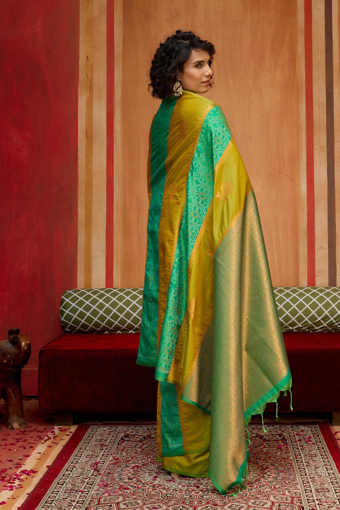 Buy MySilkLove Pesto Green Banarasi Handloom Patola Saree Online