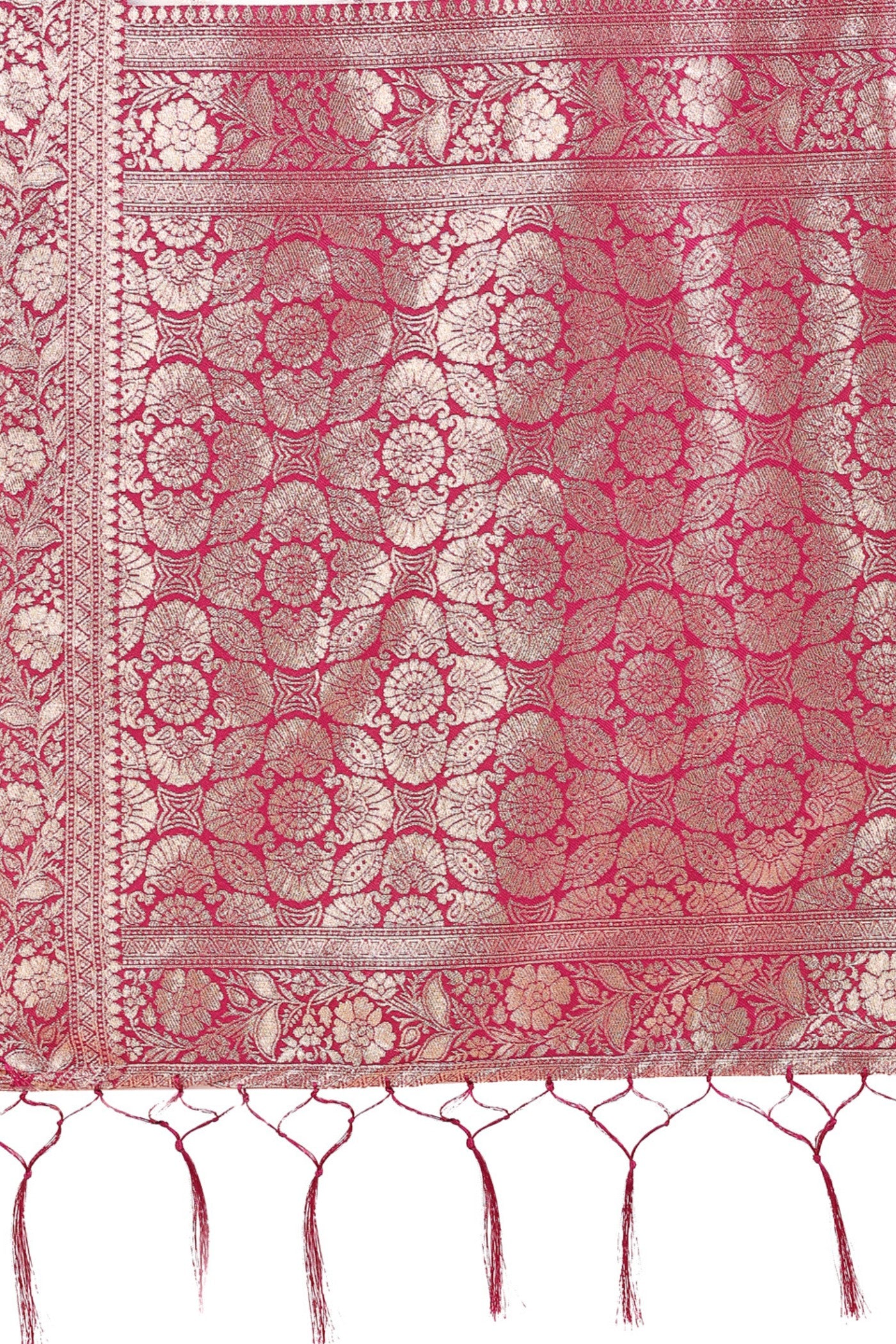 Buy MySilkLove Bone White and Pink Linen Cotton Saree Online