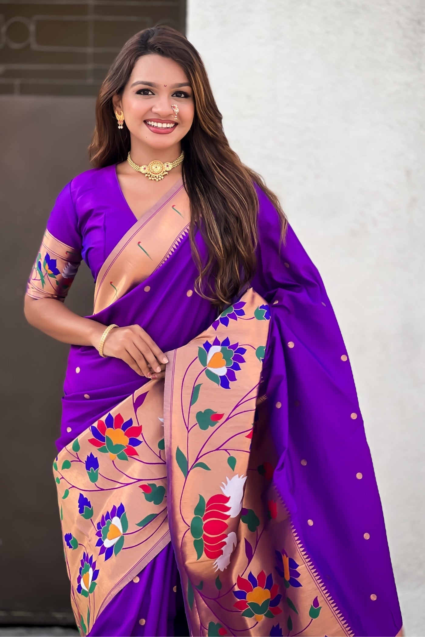 Buy MySilkLove Lollipop Purple Woven Paithani Saree Online