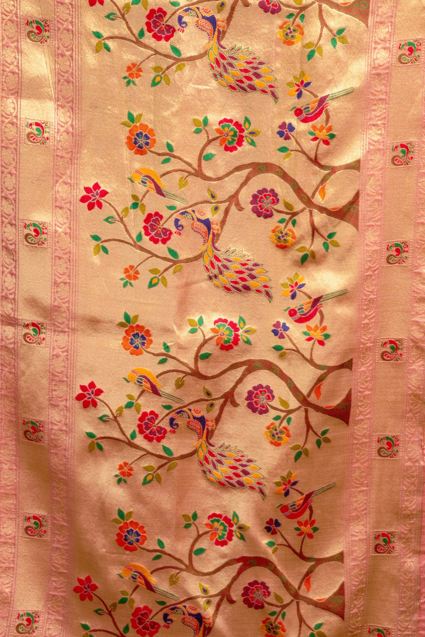 Buy MySilkLove Amaranth Pink Zari Woven Paithani Saree Online