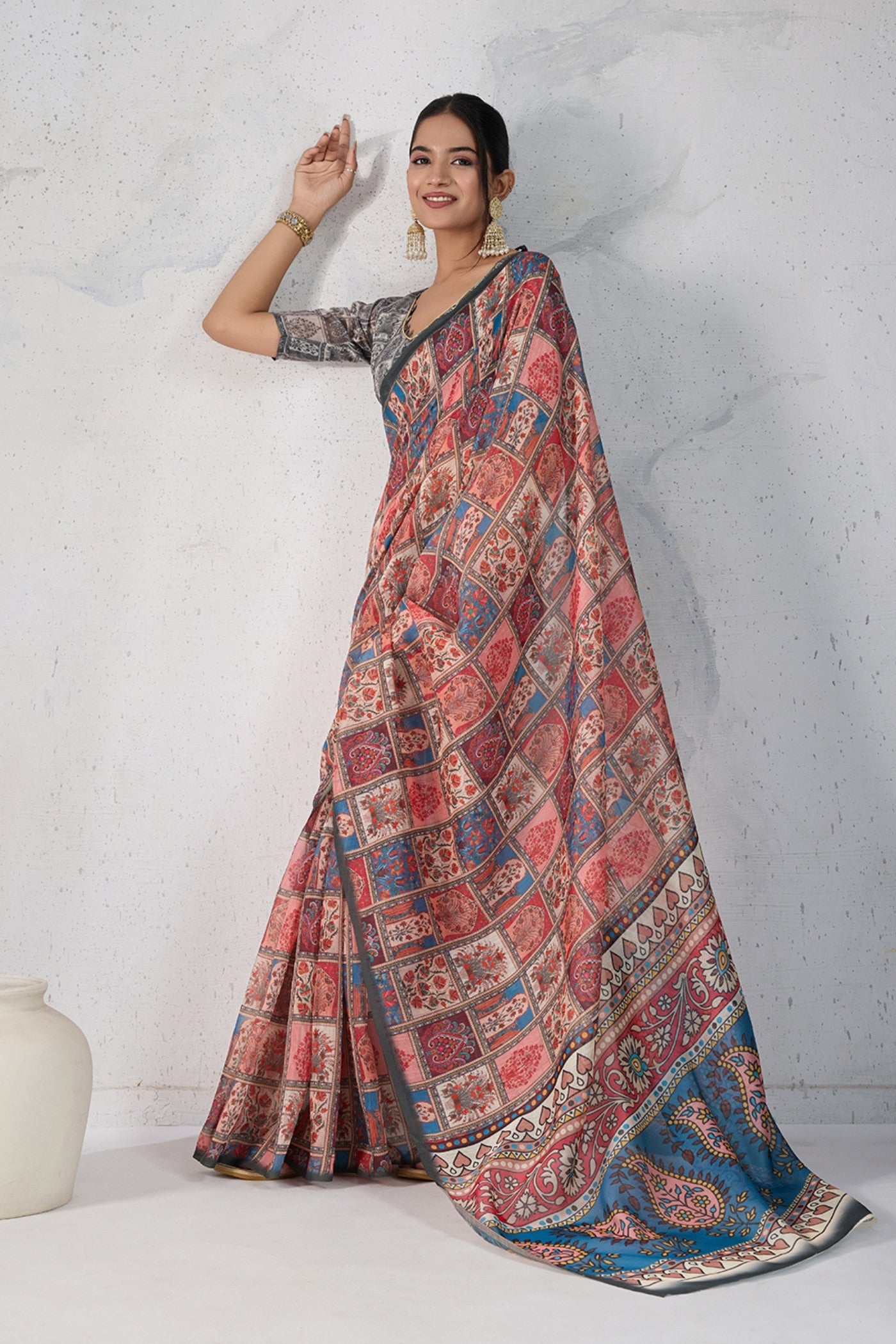 Buy MySilkLove Han Pink Digital Printed Saree Online