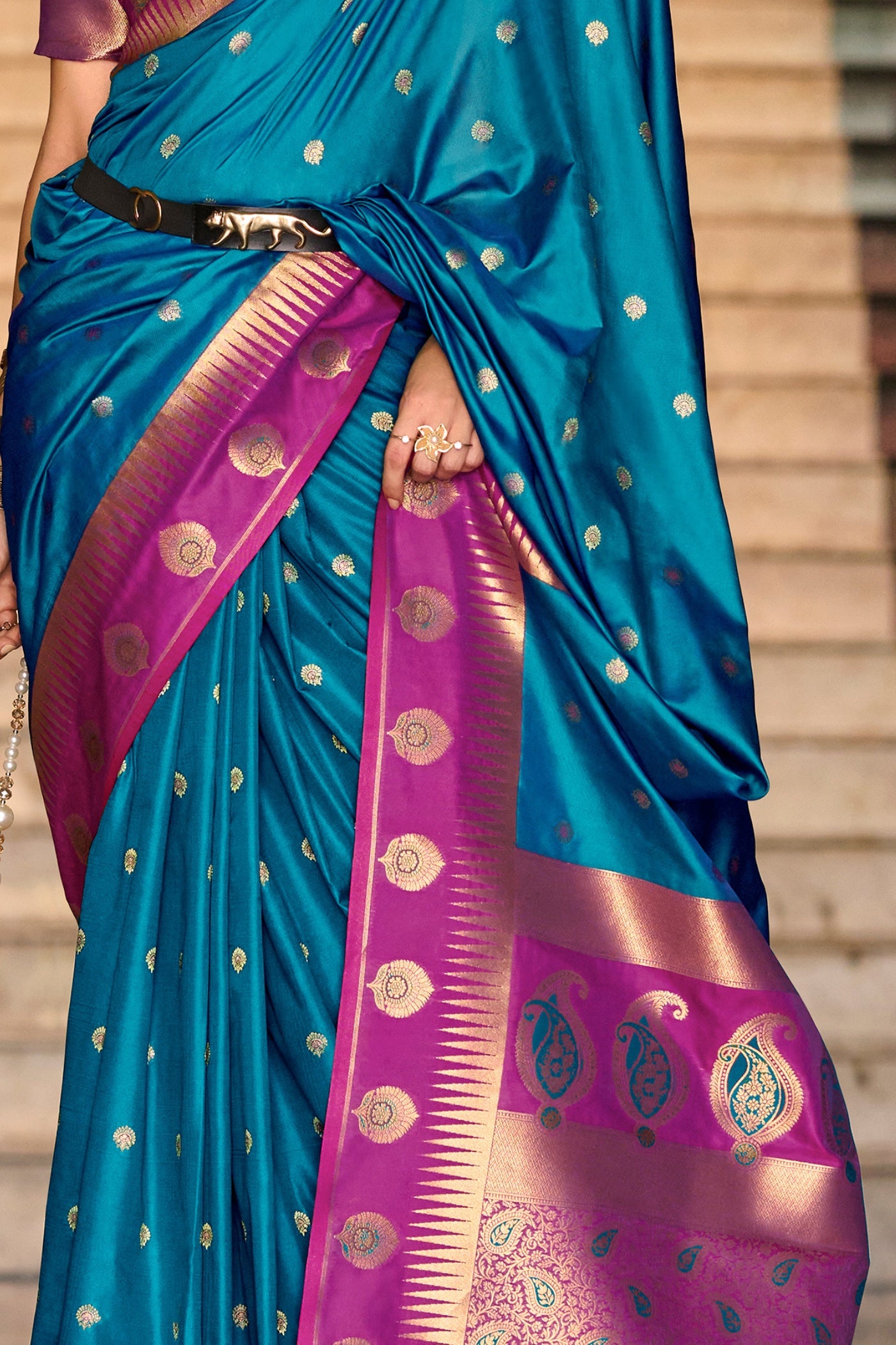 Buy MySilkLove Lapis Blue Zari Woven Banarasi Saree Online