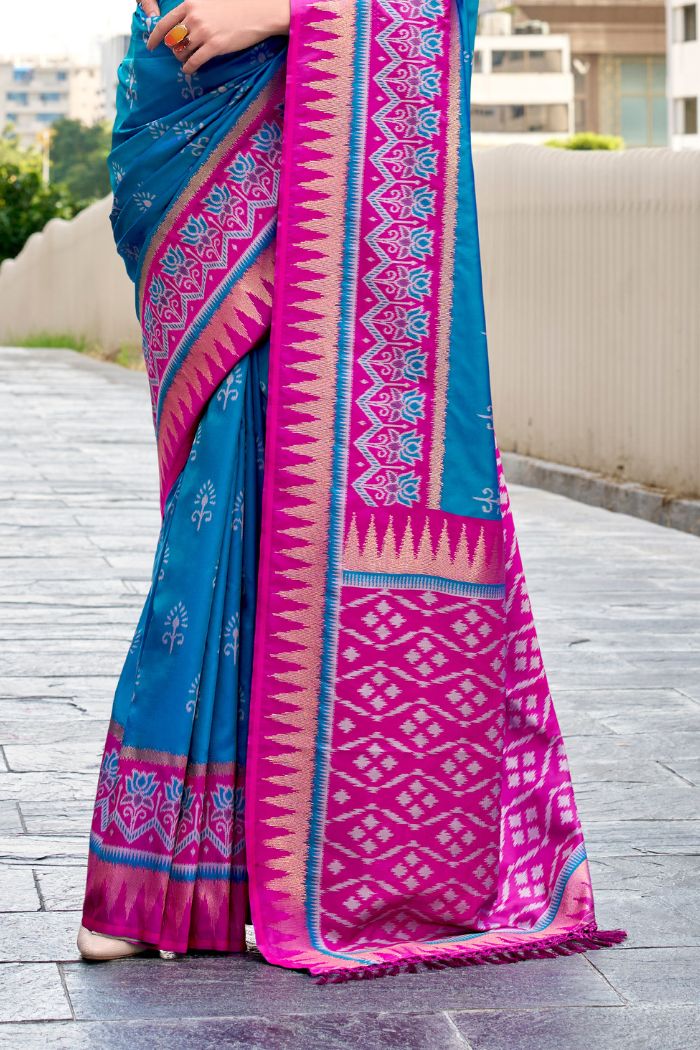 Buy MySilkLove Azure Blue Woven Banarasi Saree Online